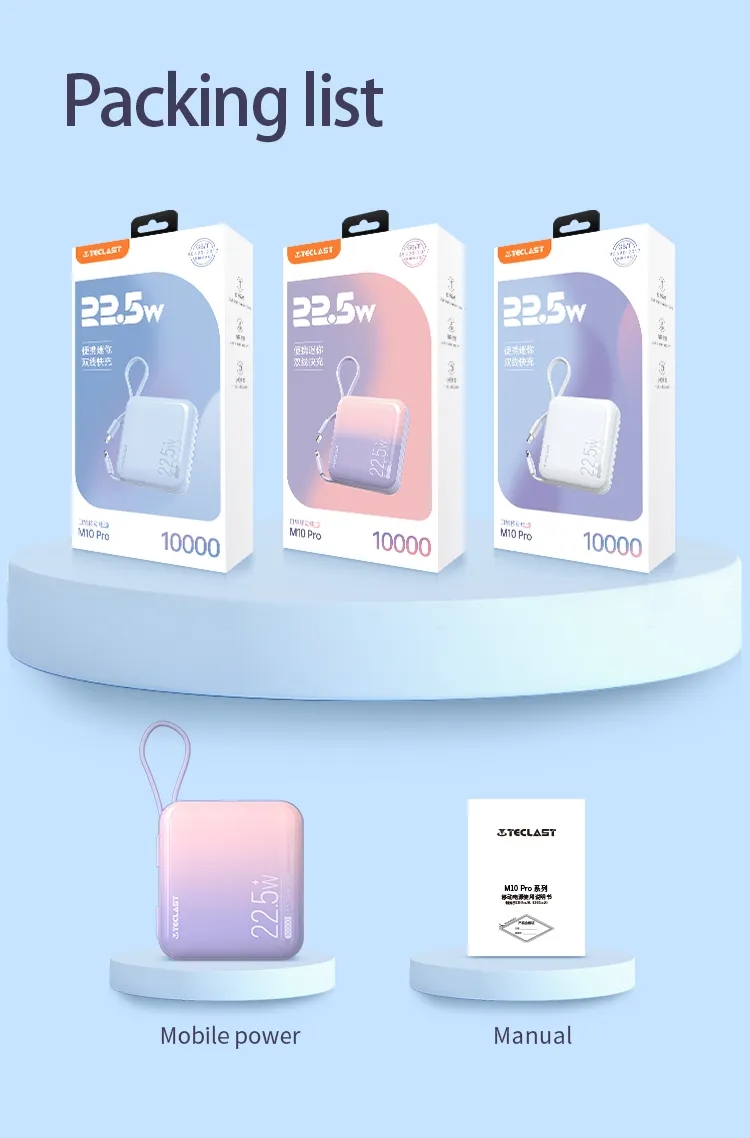 TeclastM10Pro10000mAh225WFastChargingBuile-inDualCable3Output1InputMiniPortableType-CPowerBank-2015110-14