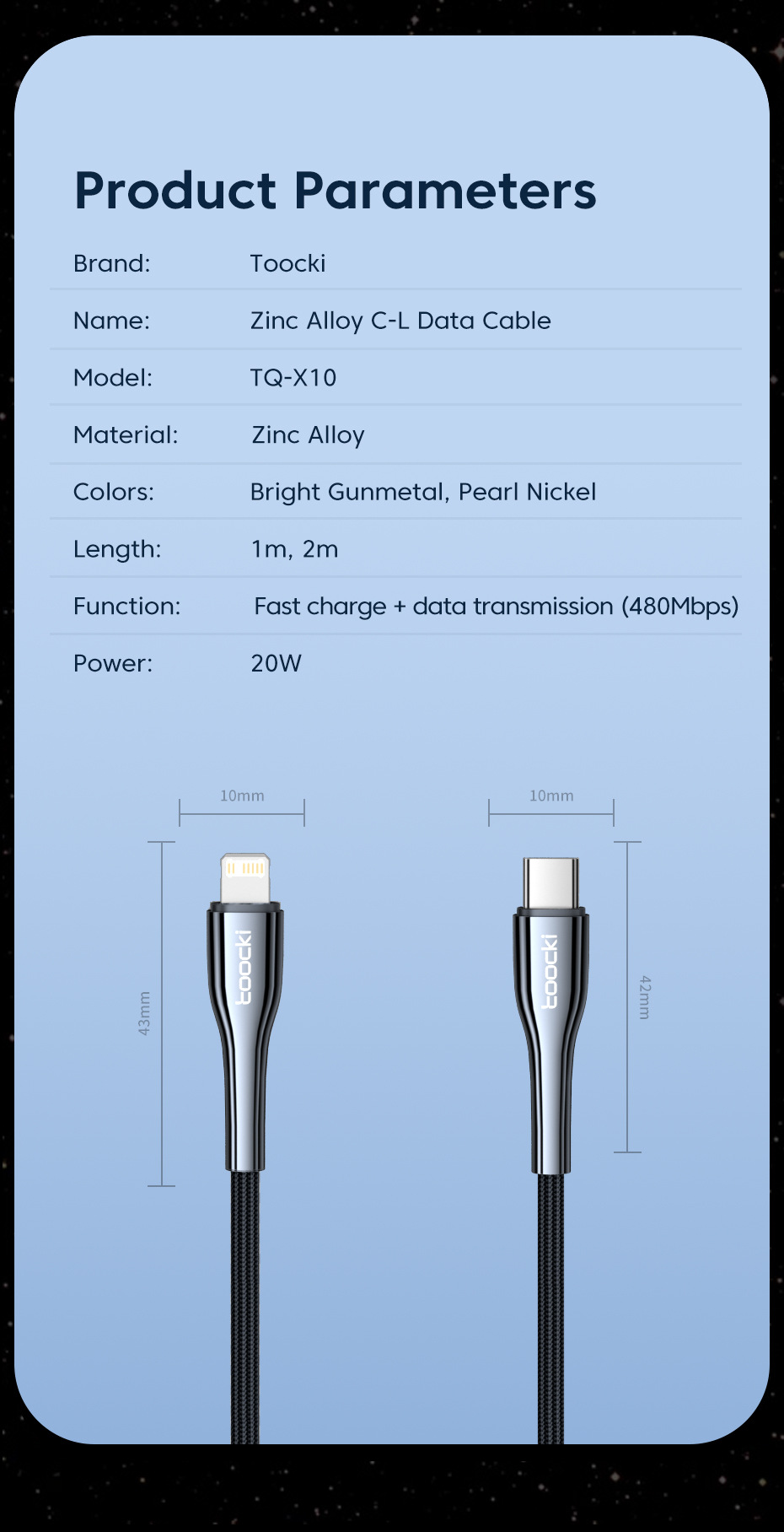 ToockiPD20WType-CToiPCableZincAlloyFastChargingDataTransmissionTinnedCopperCoreLine1M2MLongForiPhone-1979654-11