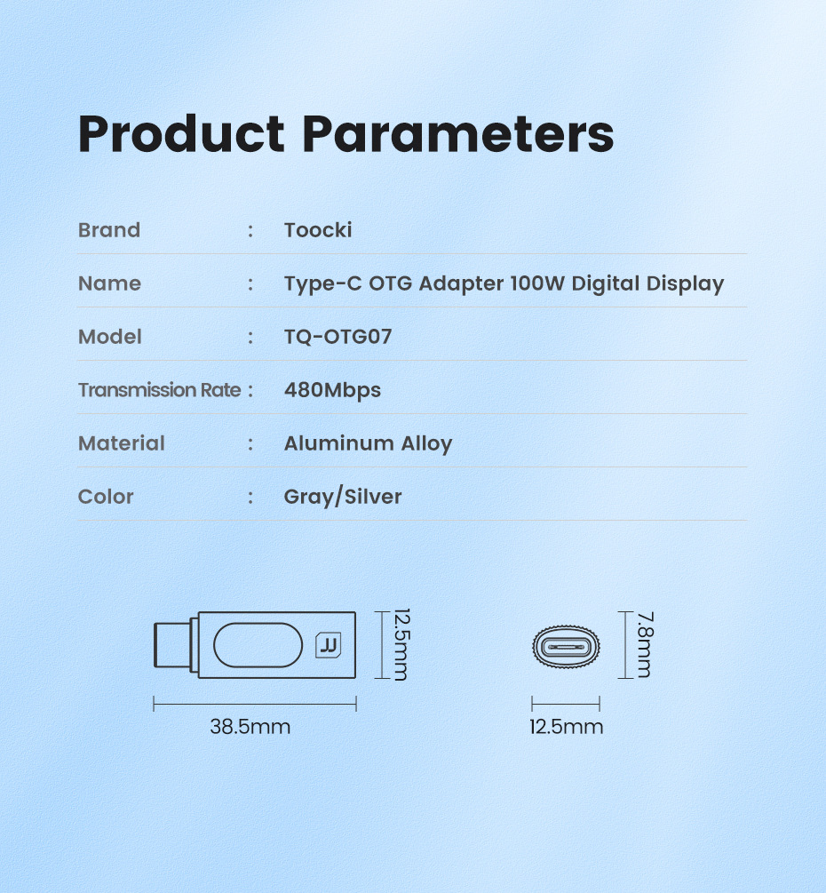 ToockiTQ-OTG07Type-CMaletoType-CFemaleOTGAdapterConverterwithSmartDigitalDisplayforPhoneLaptopTablet-1997269-10