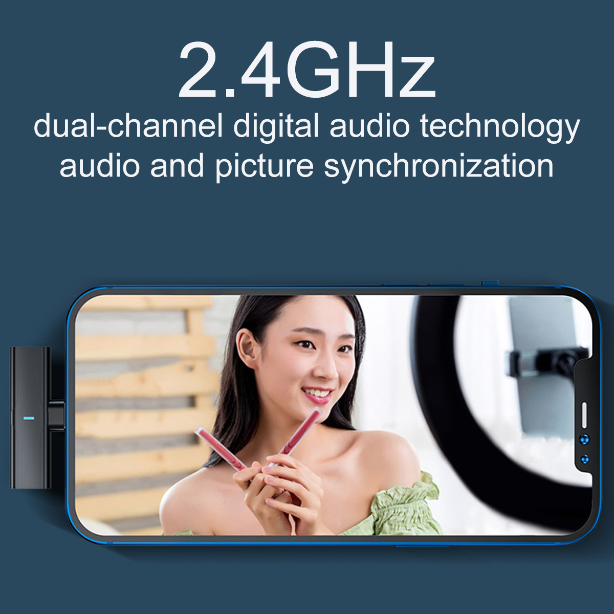 Type-CIOSInterfaceNoiseReductionWirelessLavalierMicrophoneClip-onLapelMicForiPhoneAudioVideoRecordin-1915388-5
