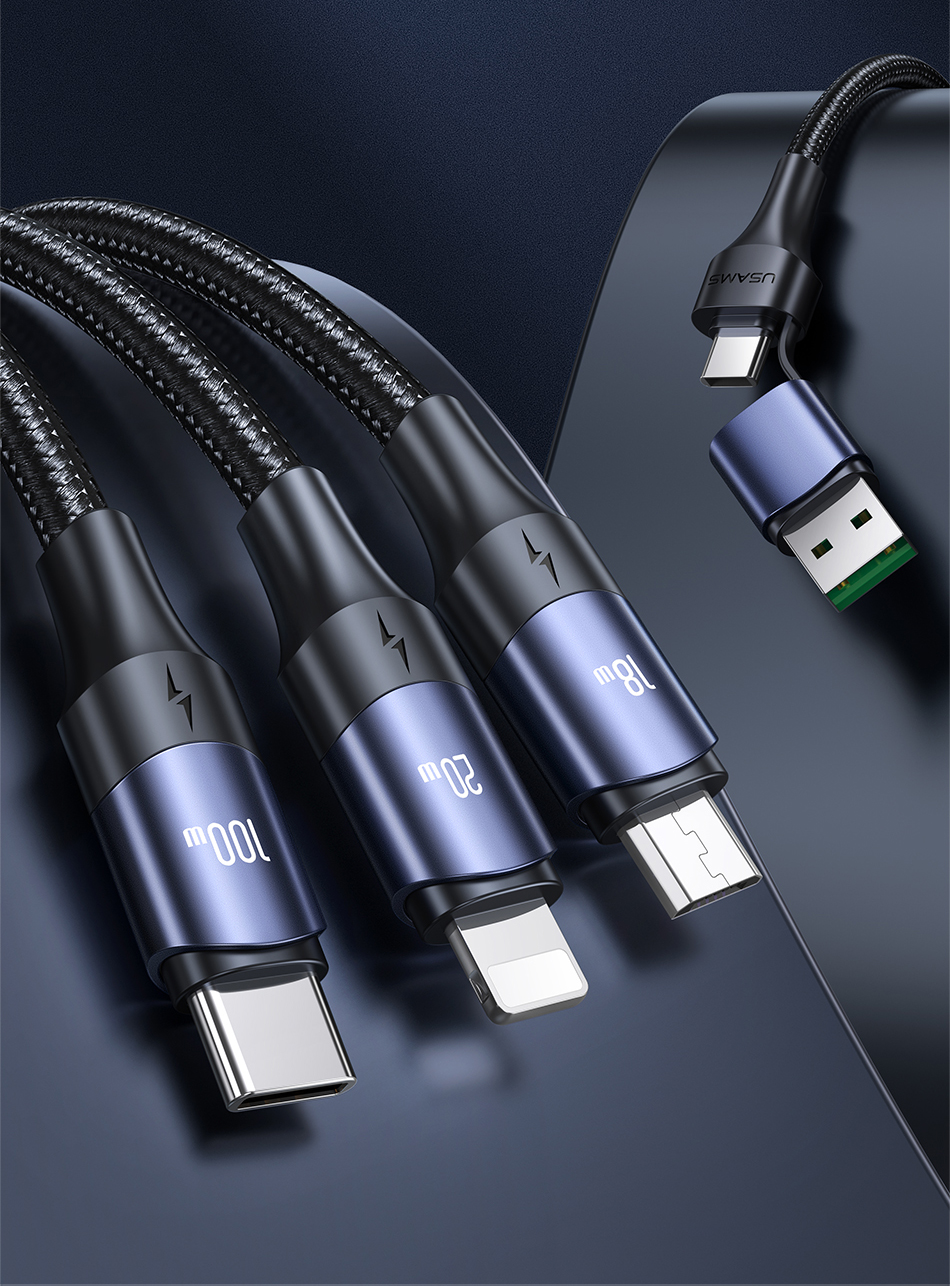 UsamsUS-SJ511U716A100WUSB-AUSB-CtoiPMicroType-CCableFastChargingDataTransmissionCopperCoreLine12MLon-1994686-1