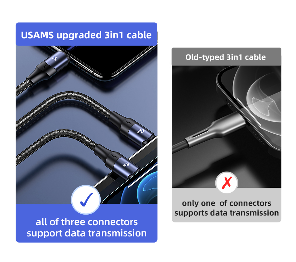 UsamsUS-SJ511U716A100WUSB-AUSB-CtoiPMicroType-CCableFastChargingDataTransmissionCopperCoreLine12MLon-1994686-14
