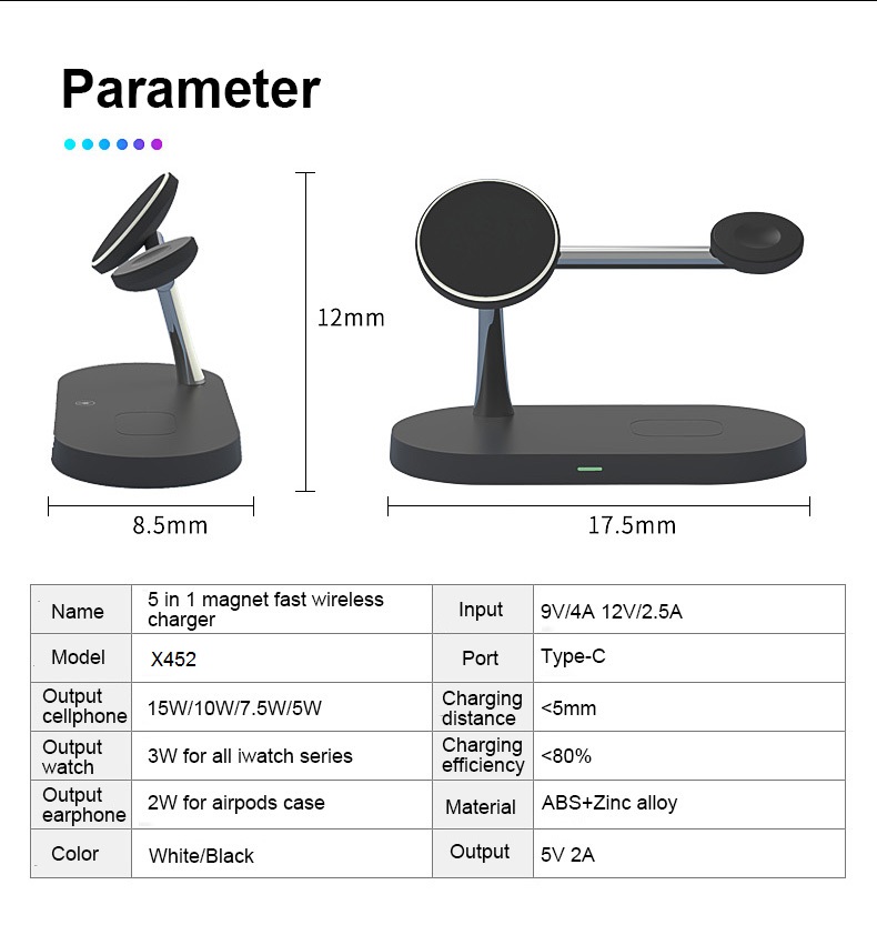 X45215W10W75W5WWirelessChargerFastWirelessChargingPadwithBracketforQi-enabledSmartPhonesforiPhone121-1996977-10