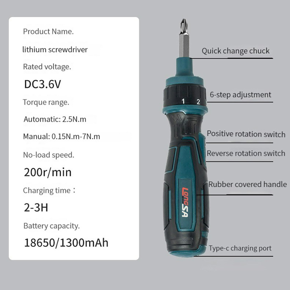 105PCS200rminHouseholdRatchetScrewdriverCordlessElectricScrewdriver36V1300mAhLi-ionBatteryRechargeab-1988508-7