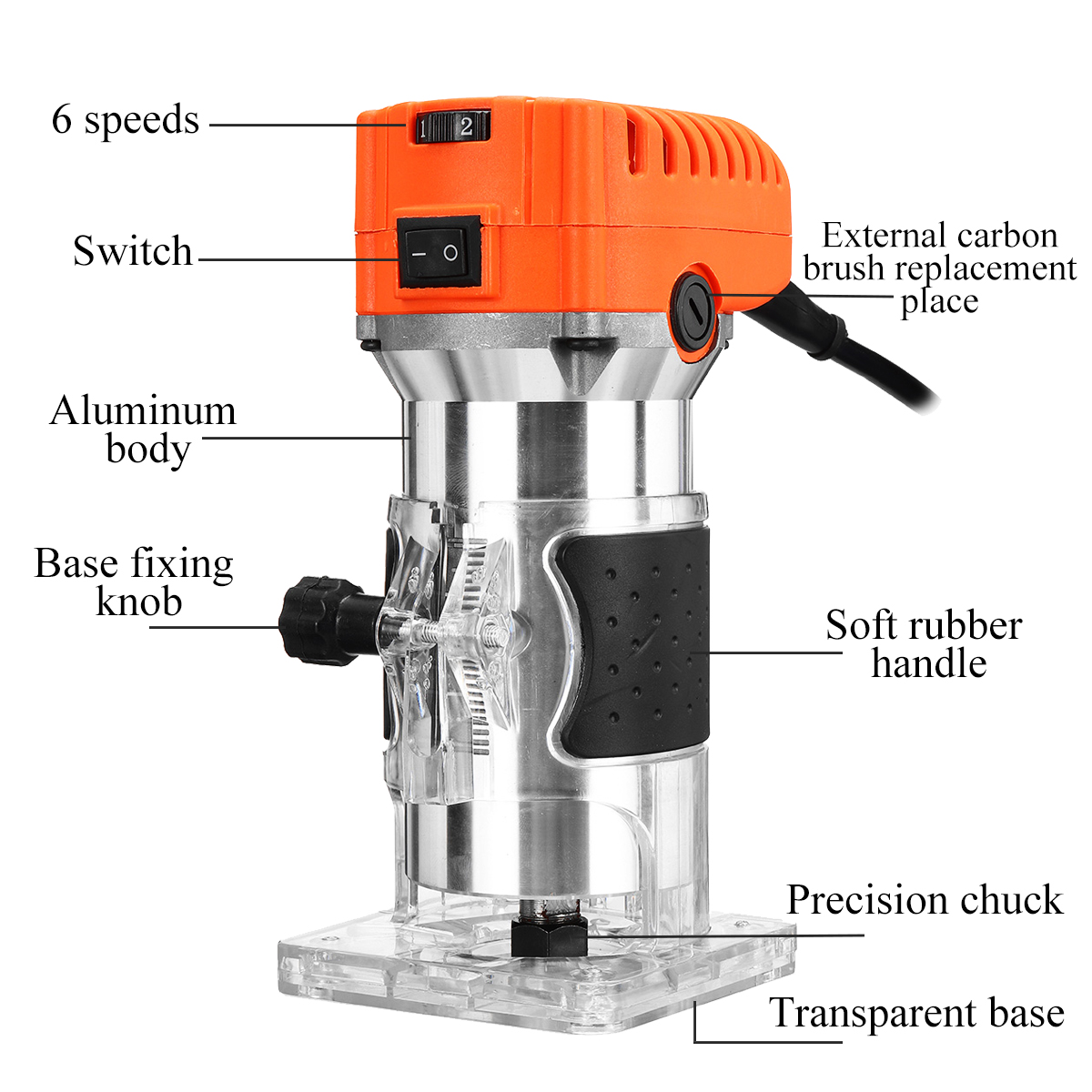 1280WWoodPalmRouterToolHandEdgeTrimmerWoodWorkingJoinerCuttingPalmmingTool6Speeds35000rmin220V635mm1-1937521-3