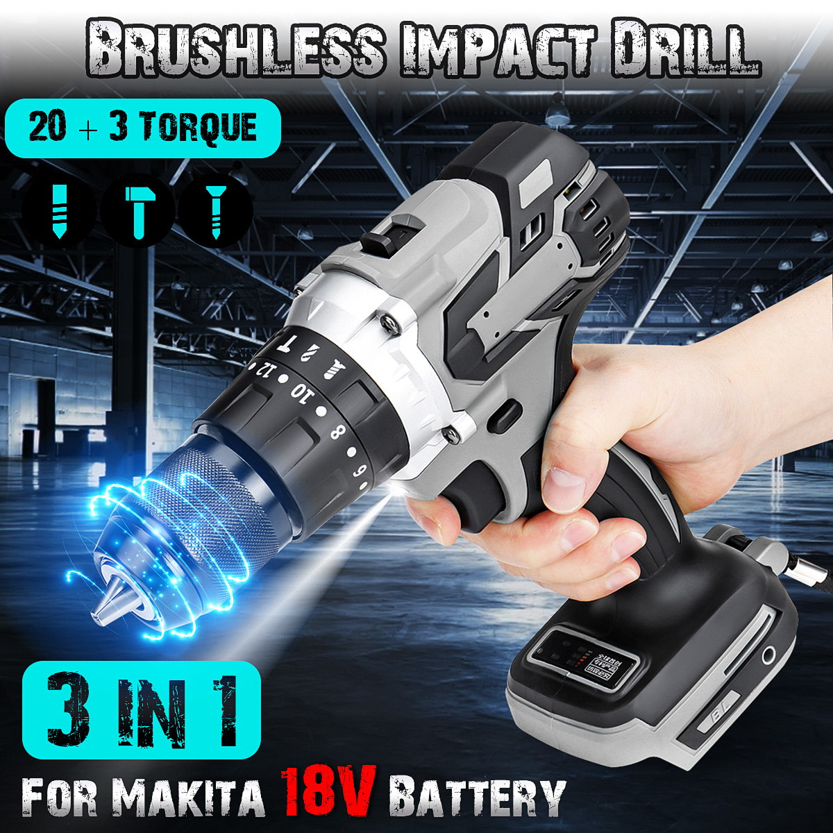 13mm3In1BrushlessImpactDrillHammerCordlessElctricHammerDrillAdaptedTo18VMakBattery-1715080-2