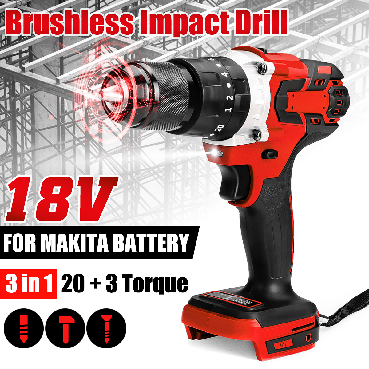 13mm3In1BrushlessImpactDrillHammerCordlessElctricHammerDrillAdaptedTo18VMakBattery-1715080-3