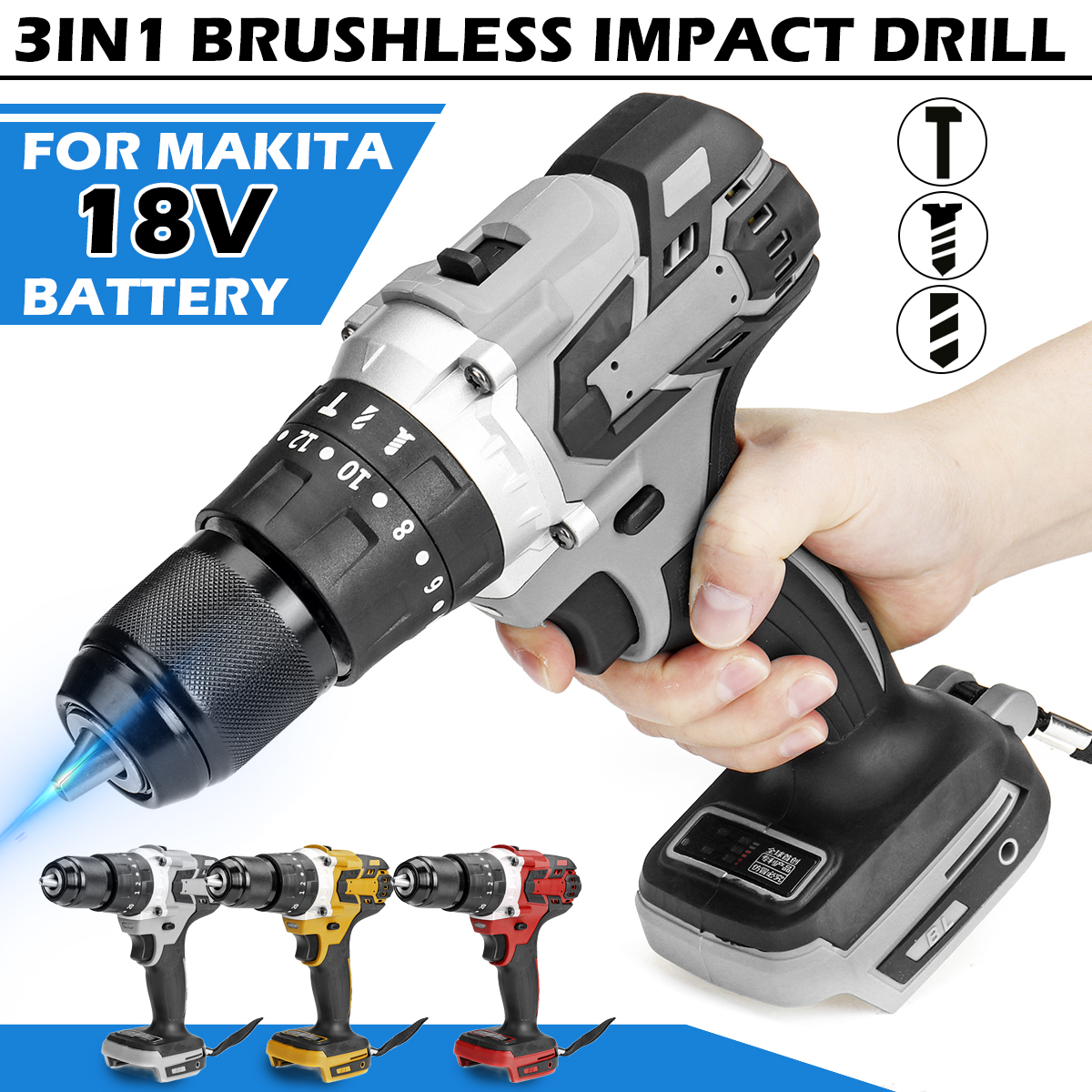 13mm3In1BrushlessImpactDrillHammerCordlessElctricHammerDrillAdaptedTo18VMakBattery-1715080-5