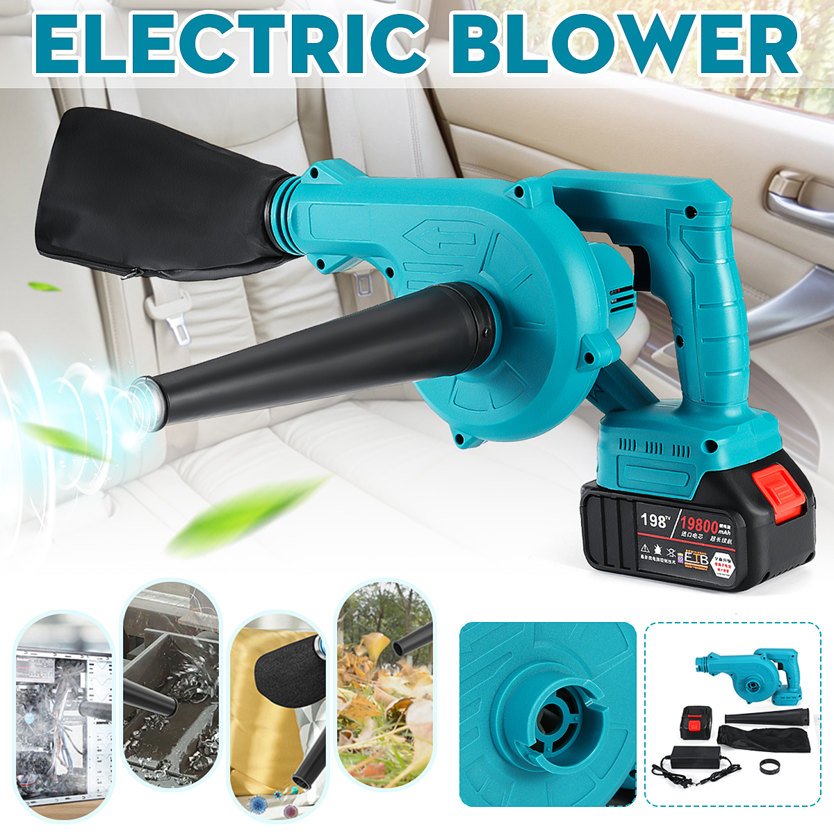 198VF19800mAhCordlessVacuumBlowerCleanAirBlowerGardenLeavesDustCollectorPowerTool-1785242-1