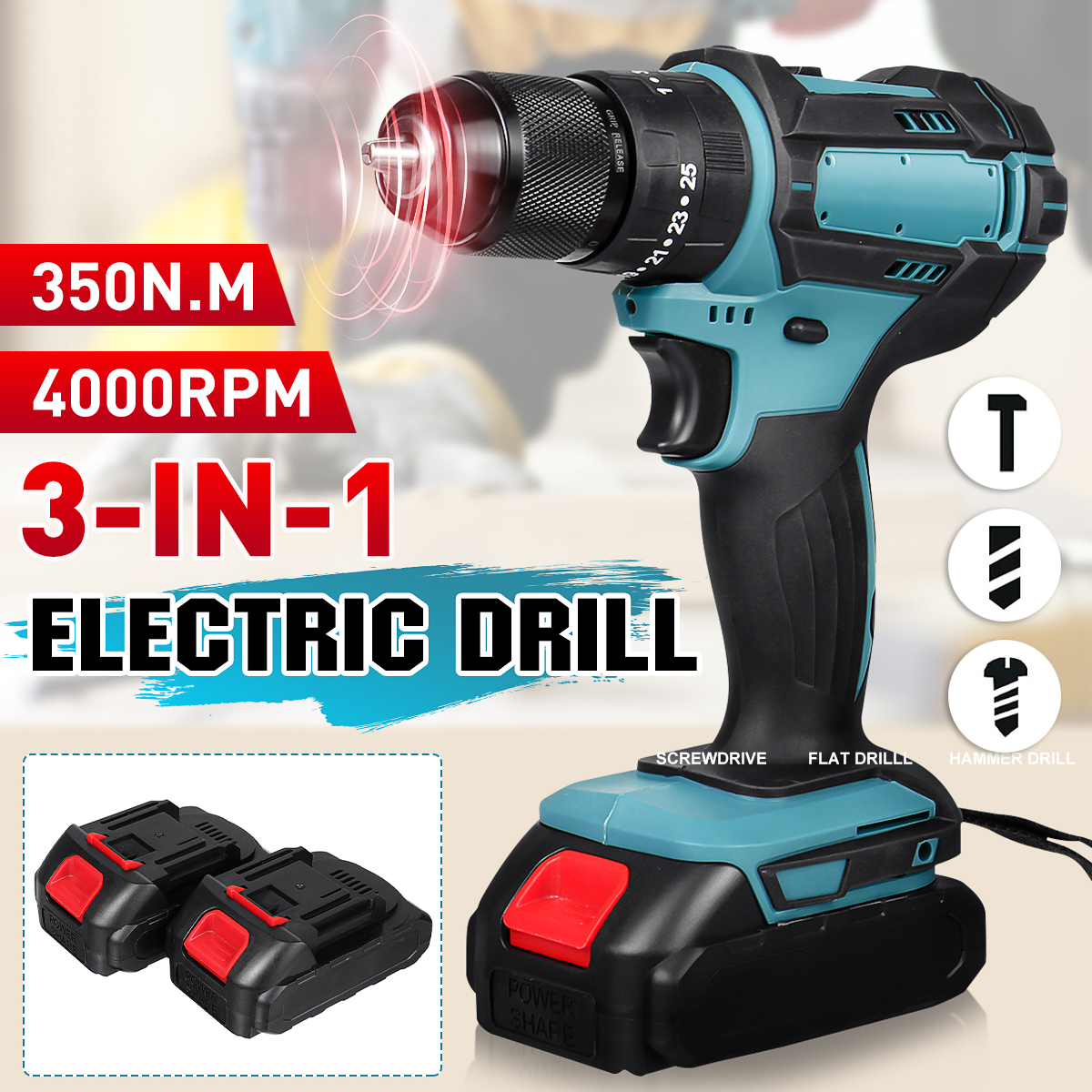 350Nm4000rpmElectricdrill3In1HammerFlatDrillScrewdriverChurnDrillwithBattery-1955074-1