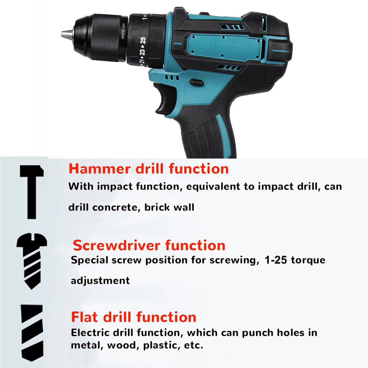 350Nm4000rpmElectricdrill3In1HammerFlatDrillScrewdriverChurnDrillwithBattery-1955074-5