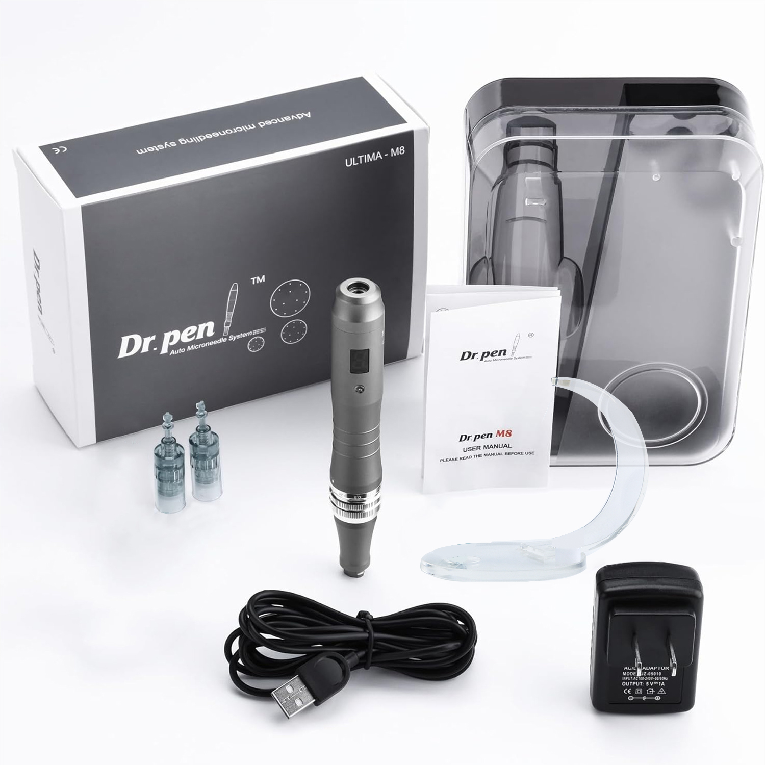 DrPenUltimaM8ProfessionalMicroNeedlingPenwithDigitalDisplayAdjustableNeedleLength0-03mmAluminumSkinC-2005100-1