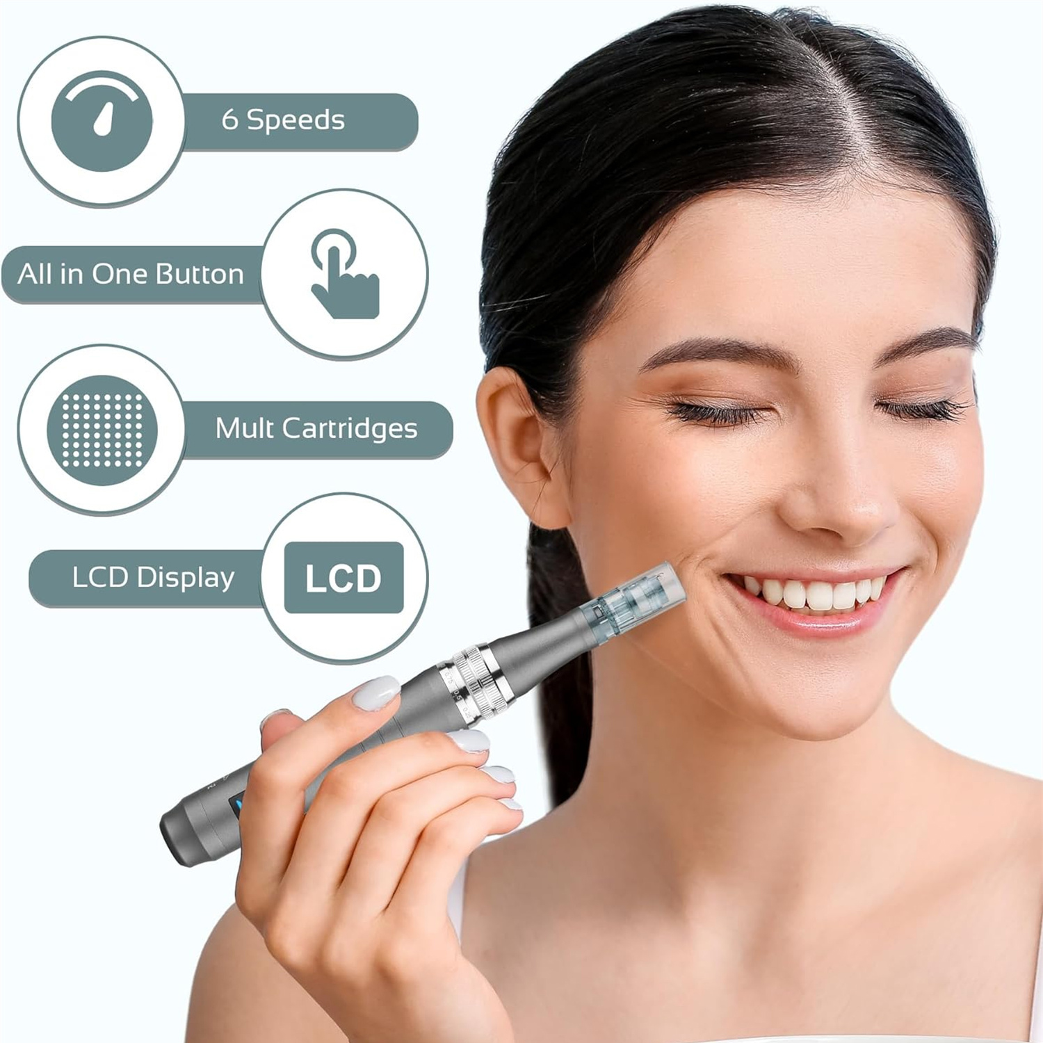 DrPenUltimaM8ProfessionalMicroNeedlingPenwithDigitalDisplayAdjustableNeedleLength0-03mmAluminumSkinC-2005100-2