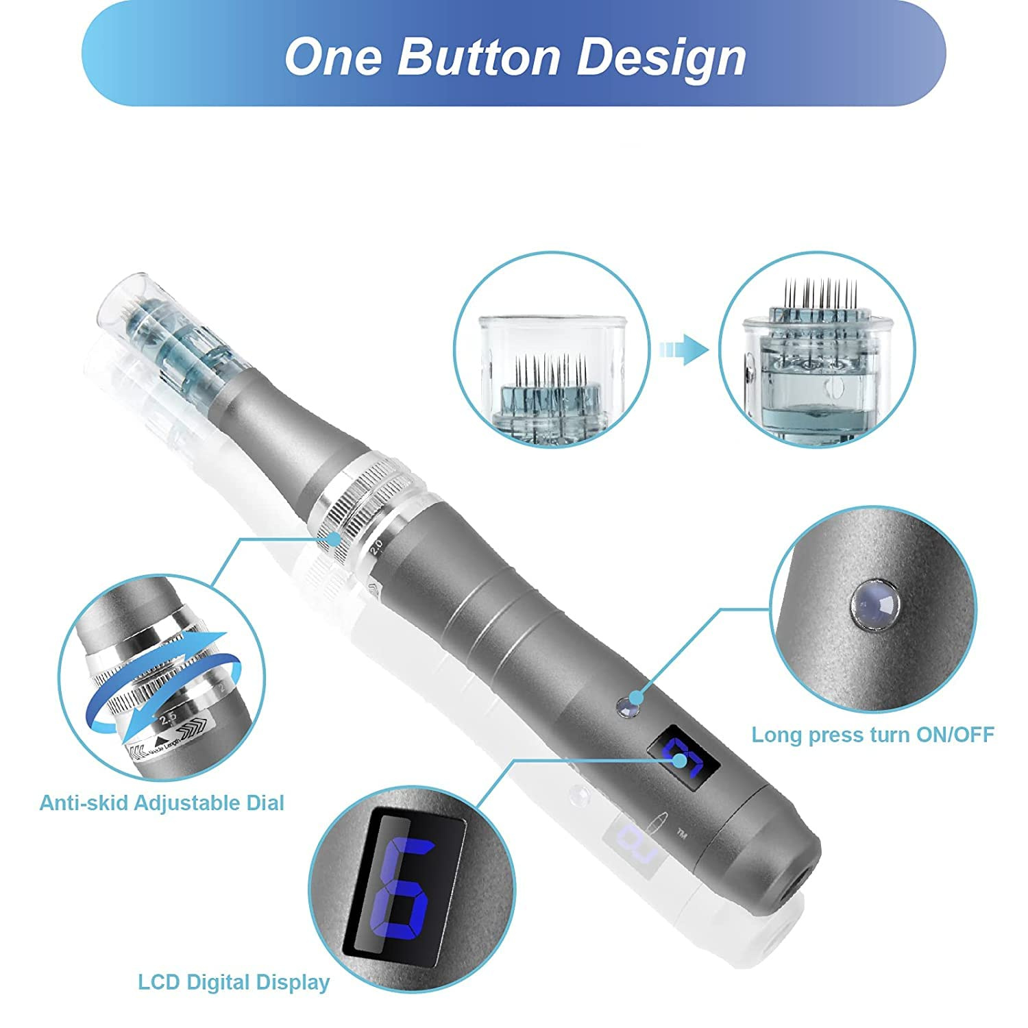 DrPenUltimaM8ProfessionalMicroNeedlingPenwithDigitalDisplayAdjustableNeedleLength0-03mmAluminumSkinC-2005100-3