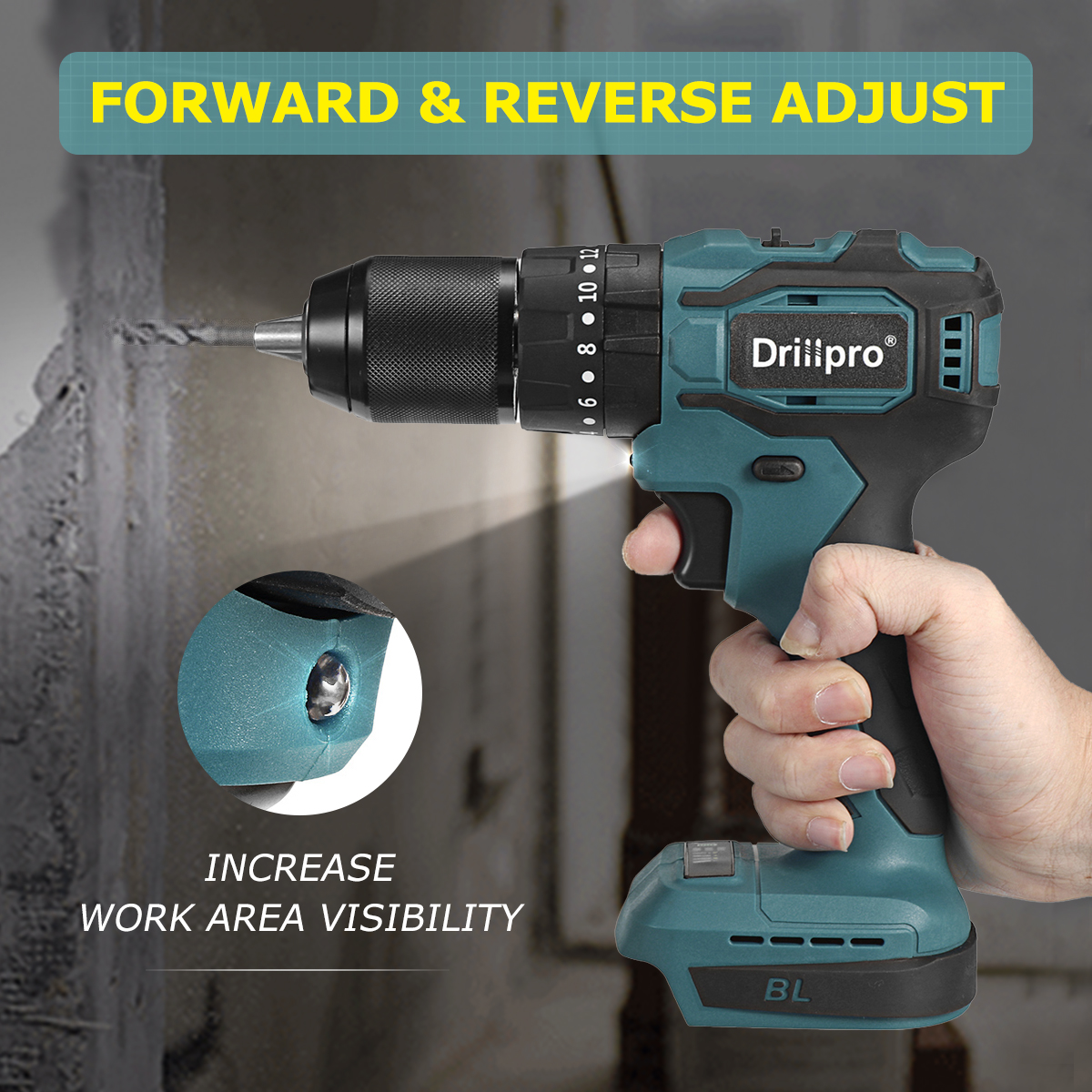 Drillpro10mm13mmCordlessBrushlessImpactDrillDriverRechargableElectricScrewdriverDriverFitMakita-1890675-4