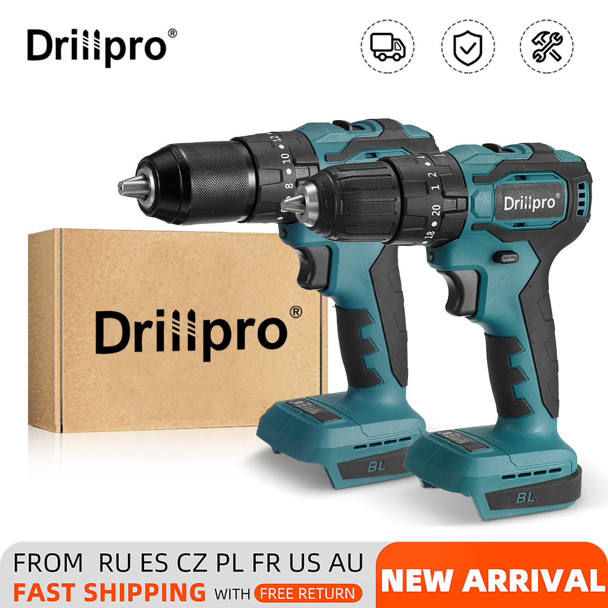 Drillpro10mm13mmCordlessBrushlessImpactDrillDriverRechargableElectricScrewdriverDriverFitMakita-1890675-10