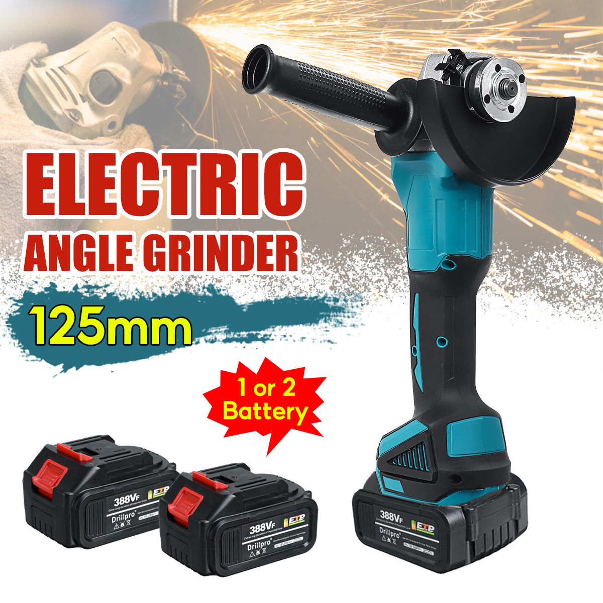 Drillpro125mm18VBrushlessBlueBlackAngleGrinderRechargeableAdjustableSpeedAngleGrinderWithBattery-1806202-1