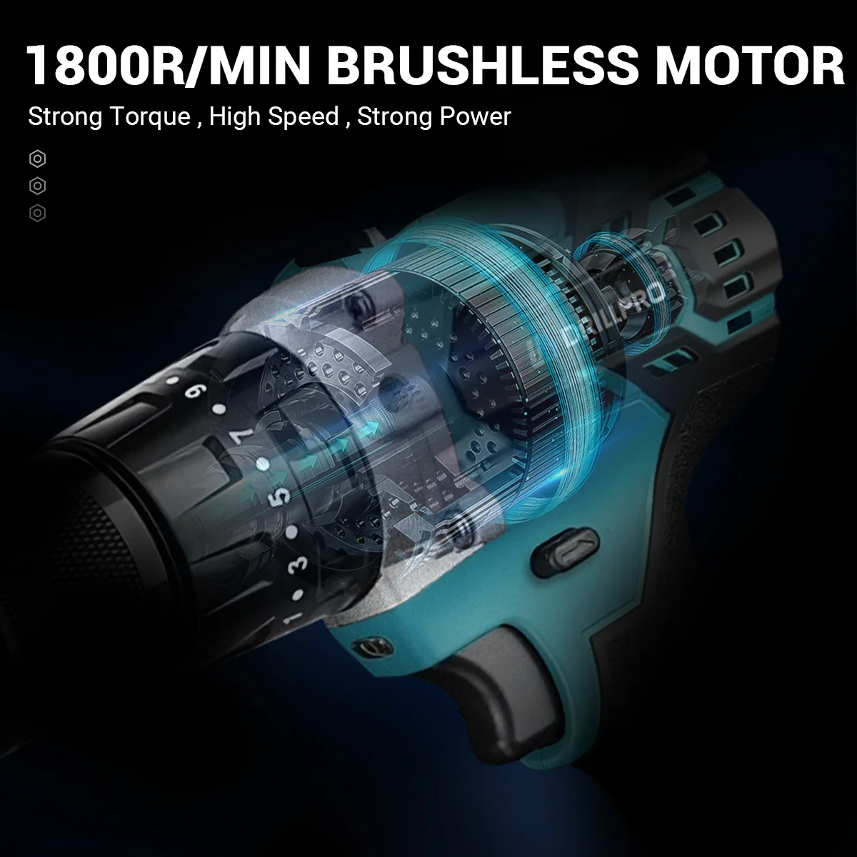 Drillpro13MMBrushlessElectricImpactDrill203TorqueScrewdriverHammerDrillWinterIcePowerToolsForMakBatt-2005464-5