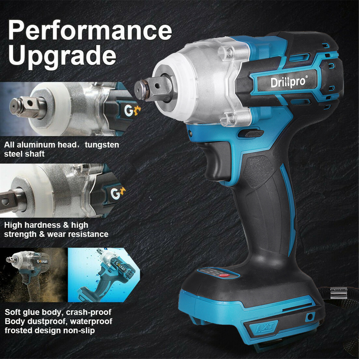 Drillpro18V0-3200RPMCordlessImpactWrenchDriverBrushlessMotorWithLEDLightElectricWrenchAdaptedforMaki-1602645-4