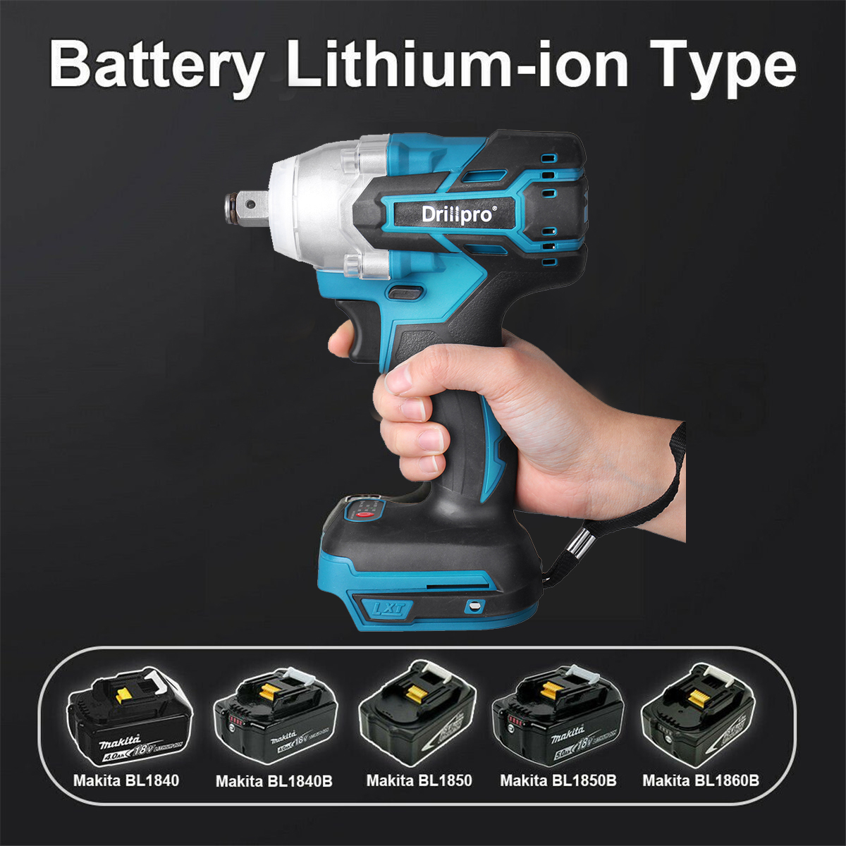 Drillpro18V0-3200RPMCordlessImpactWrenchDriverBrushlessMotorWithLEDLightElectricWrenchAdaptedforMaki-1602645-7