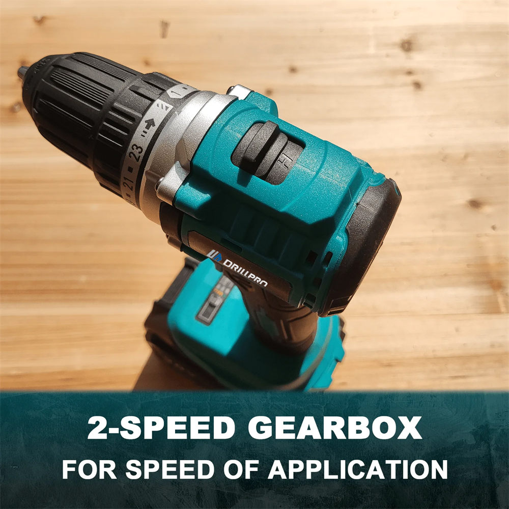 Drillpro18VBrushlessCordlessDrillPowerToolwithKeylessChuck2-SpeedControlCompactDesignLEDLightforHome-2006029-3