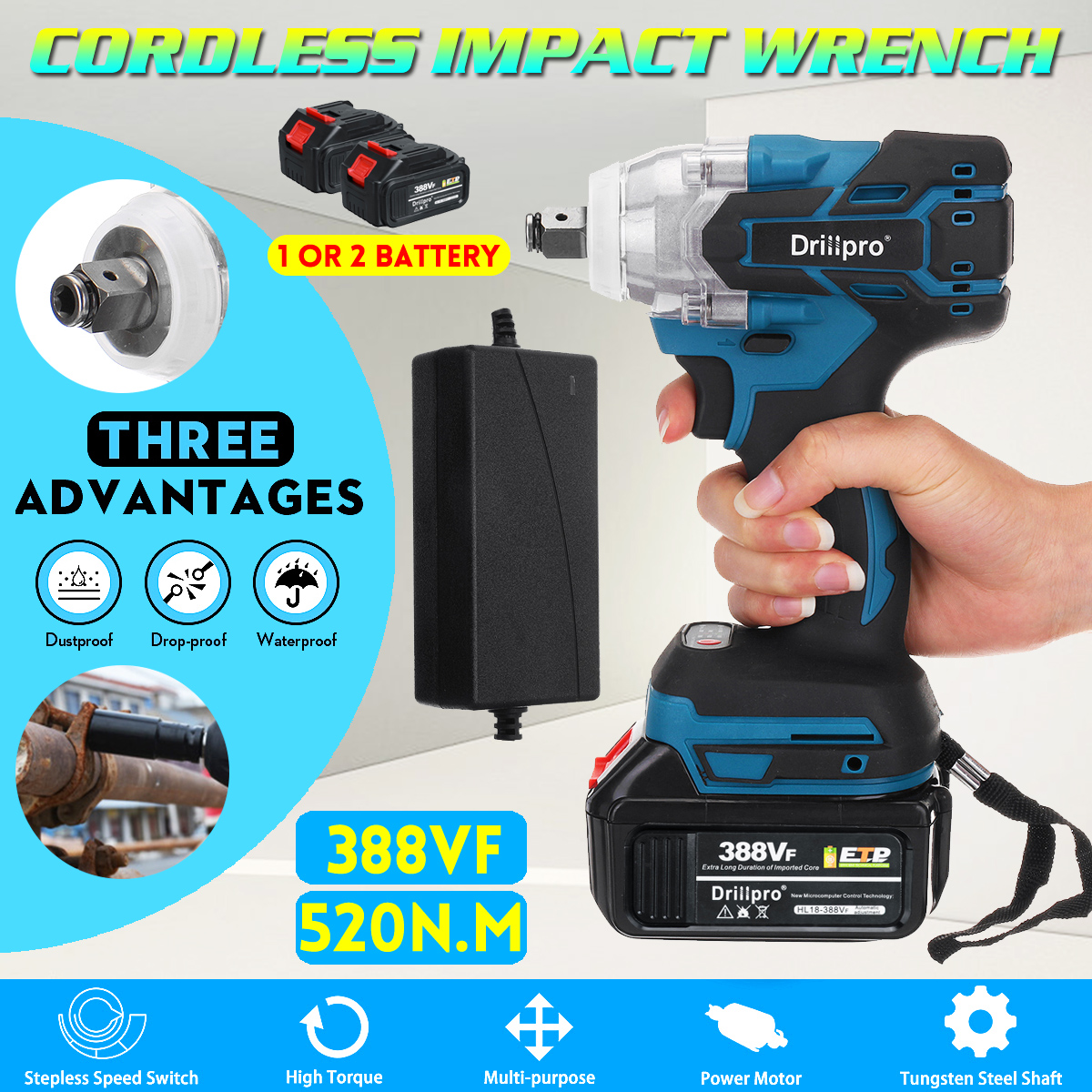Drillpro2in1520NMBrushlessImpactCordlessElectricWrenchPowerToolW12xBattery-1853643-2