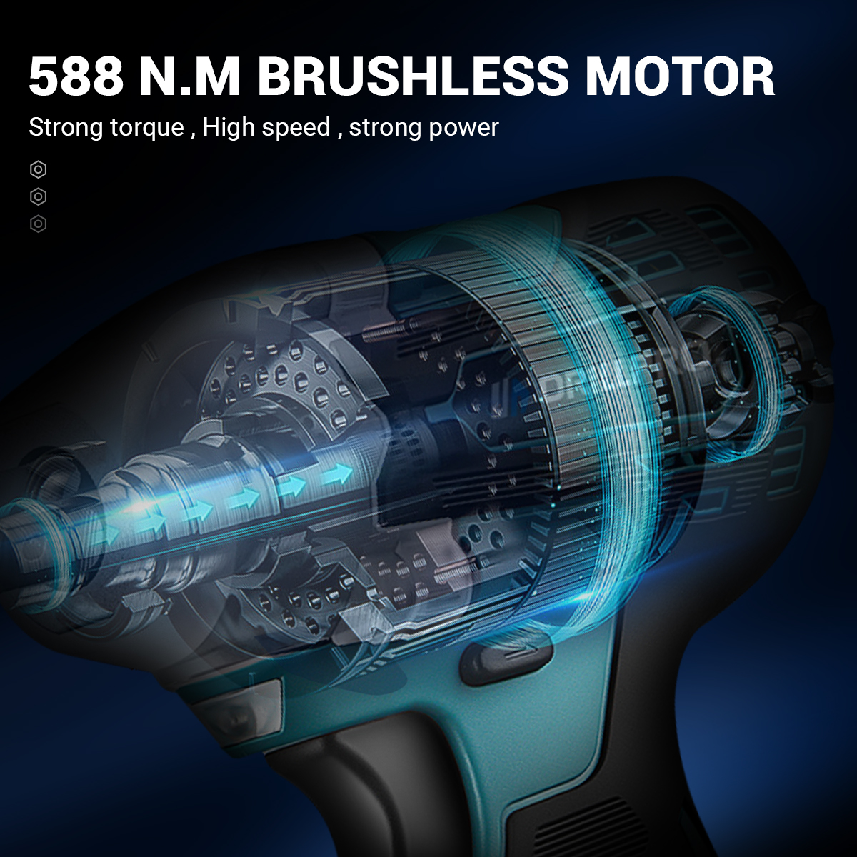 Drillpro2in1520NmBrushlessCordless12inchElectricImpactWrenchReplacementforMak18VBattery-1775592-4