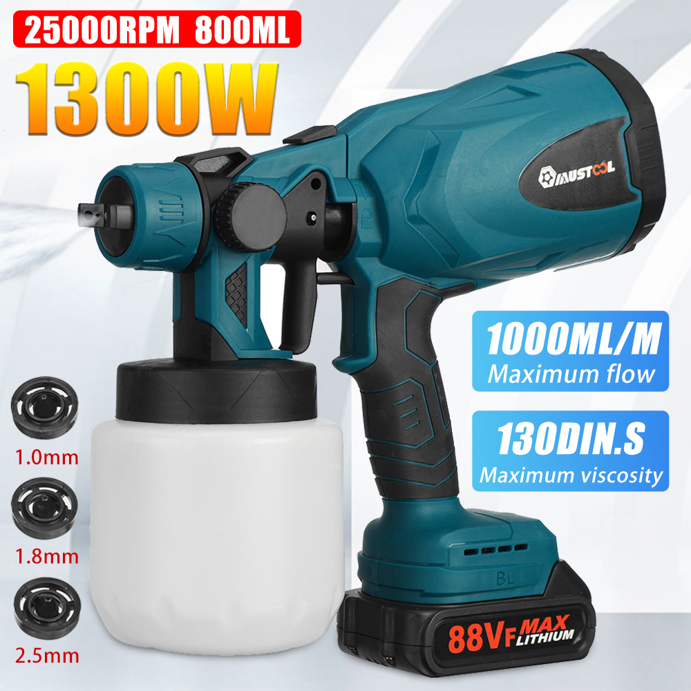 MUSTOOL1300W25000RPMCordlessPaintSprayerSprayGunswithNozzles800MLPot-1939785-1