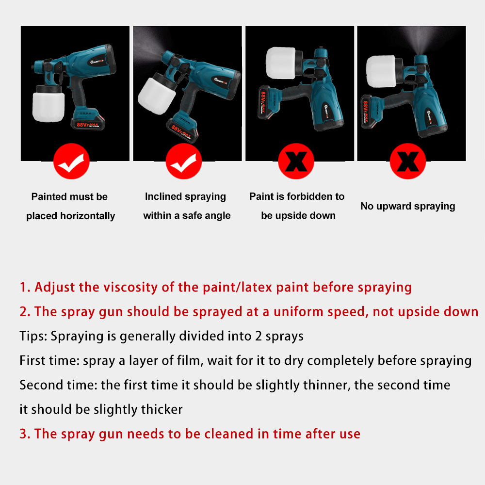 MUSTOOL1300W25000RPMCordlessPaintSprayerSprayGunswithNozzles800MLPot-1939785-13