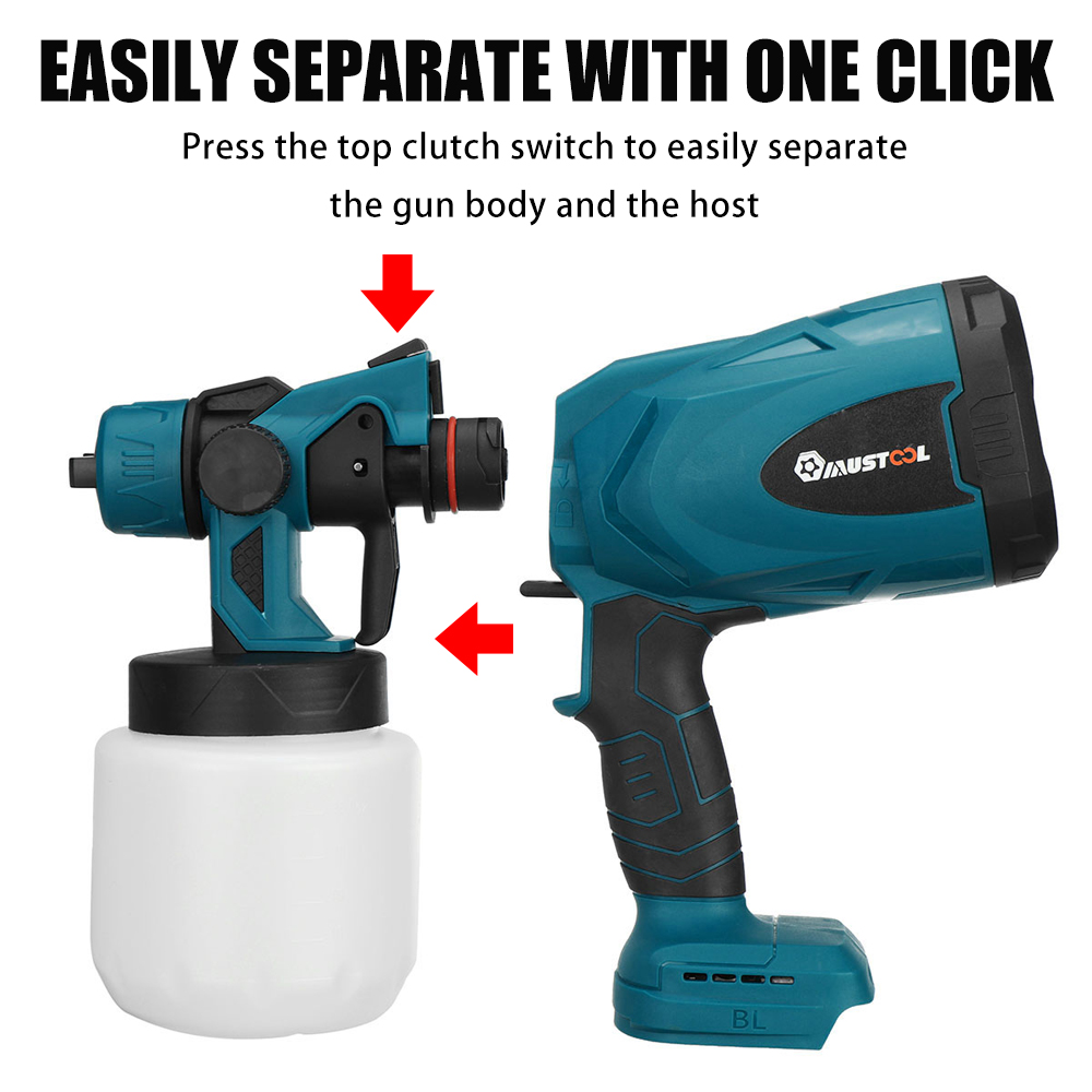 MUSTOOL1300W25000RPMCordlessPaintSprayerSprayGunswithNozzles800MLPot-1939785-9