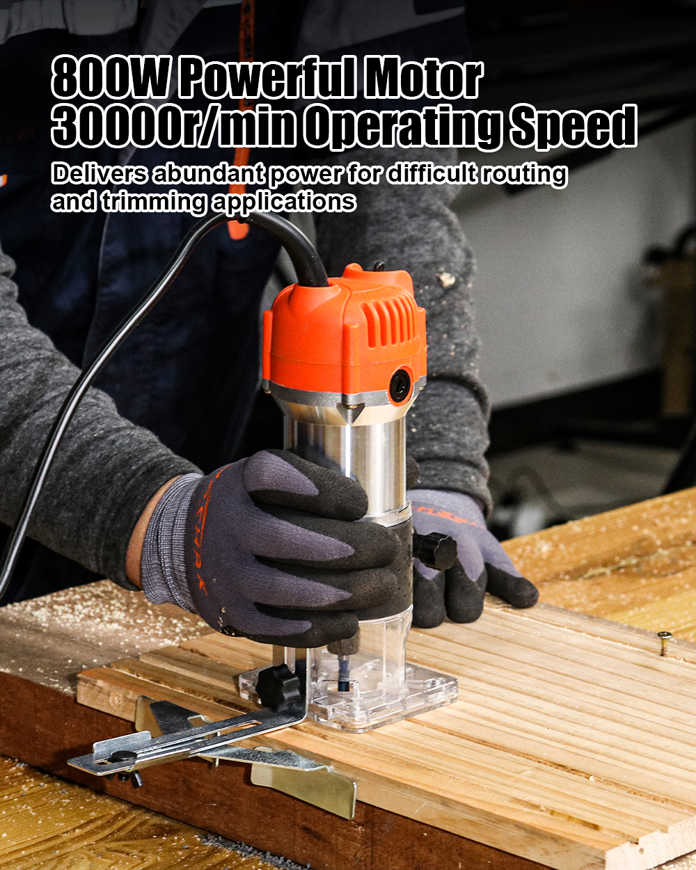TopshakTS-ET1800W110V220VElectricWoodTrimmer635mmSteelChuckForWoodRouterChamferingGroovingCurveCutti-1809819-3