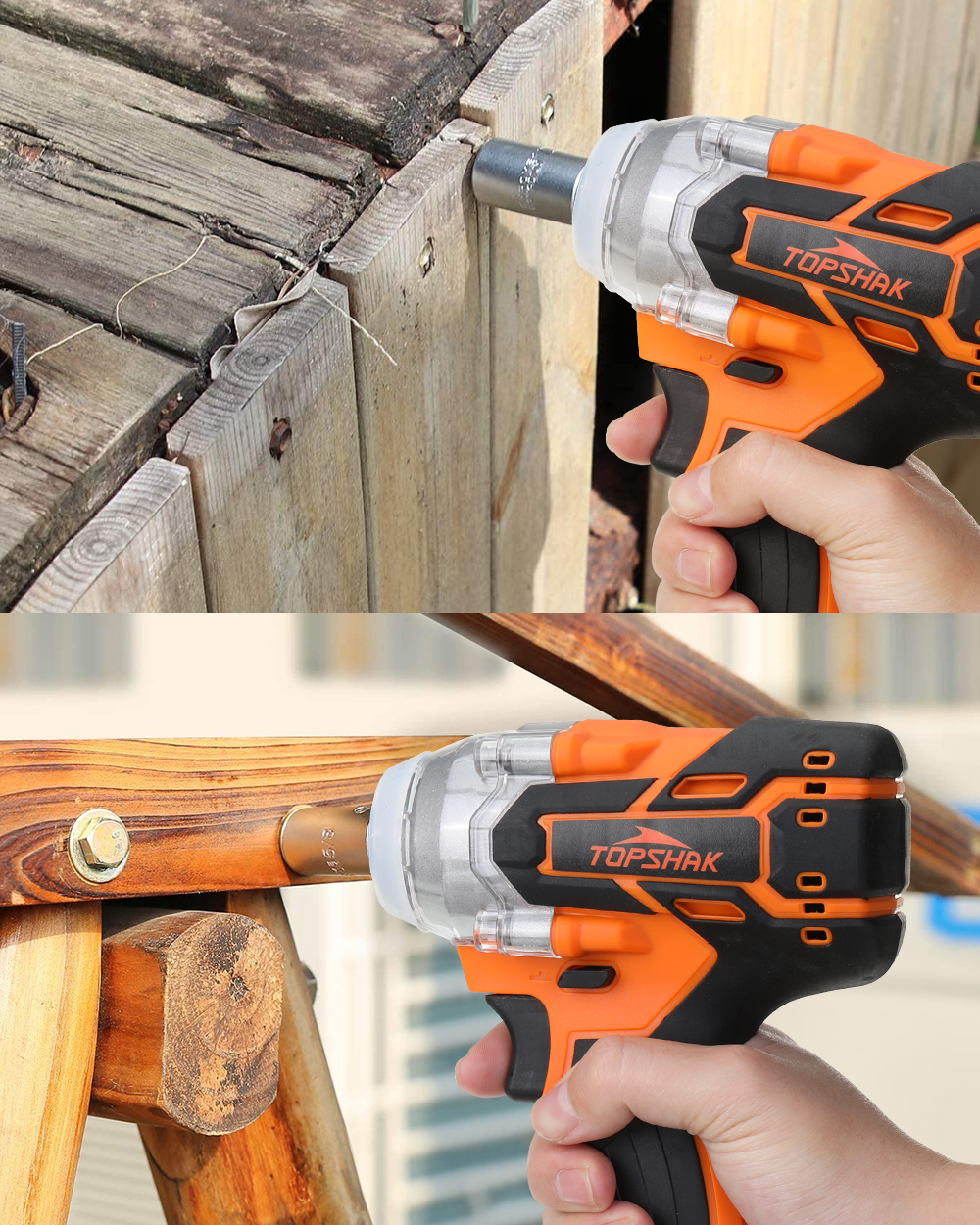 TopshakTS-PW1380NMBrushlessElectricImpactWrenchLEDWorkingLightRechargeableWoodworkingMaintenanceTool-1757855-8