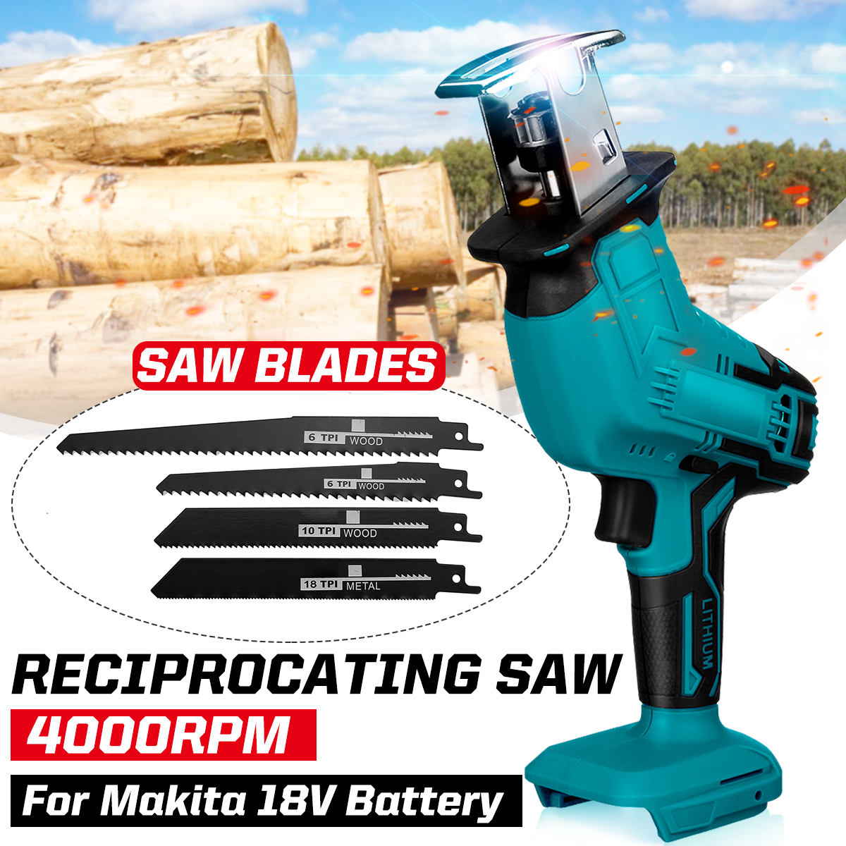 VIOLEWORKS18VCordlessReciprocatingSawBodyWith4SawBladesWoodworkingPruningSawForMakita18VBattery-1765726-1