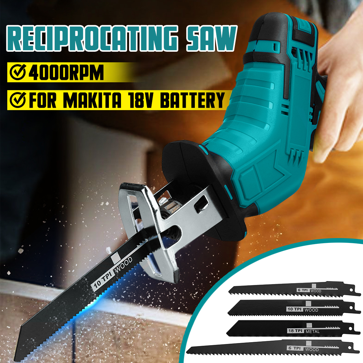 VIOLEWORKS18VCordlessReciprocatingSawBodyWith4SawBladesWoodworkingPruningSawForMakita18VBattery-1765726-2