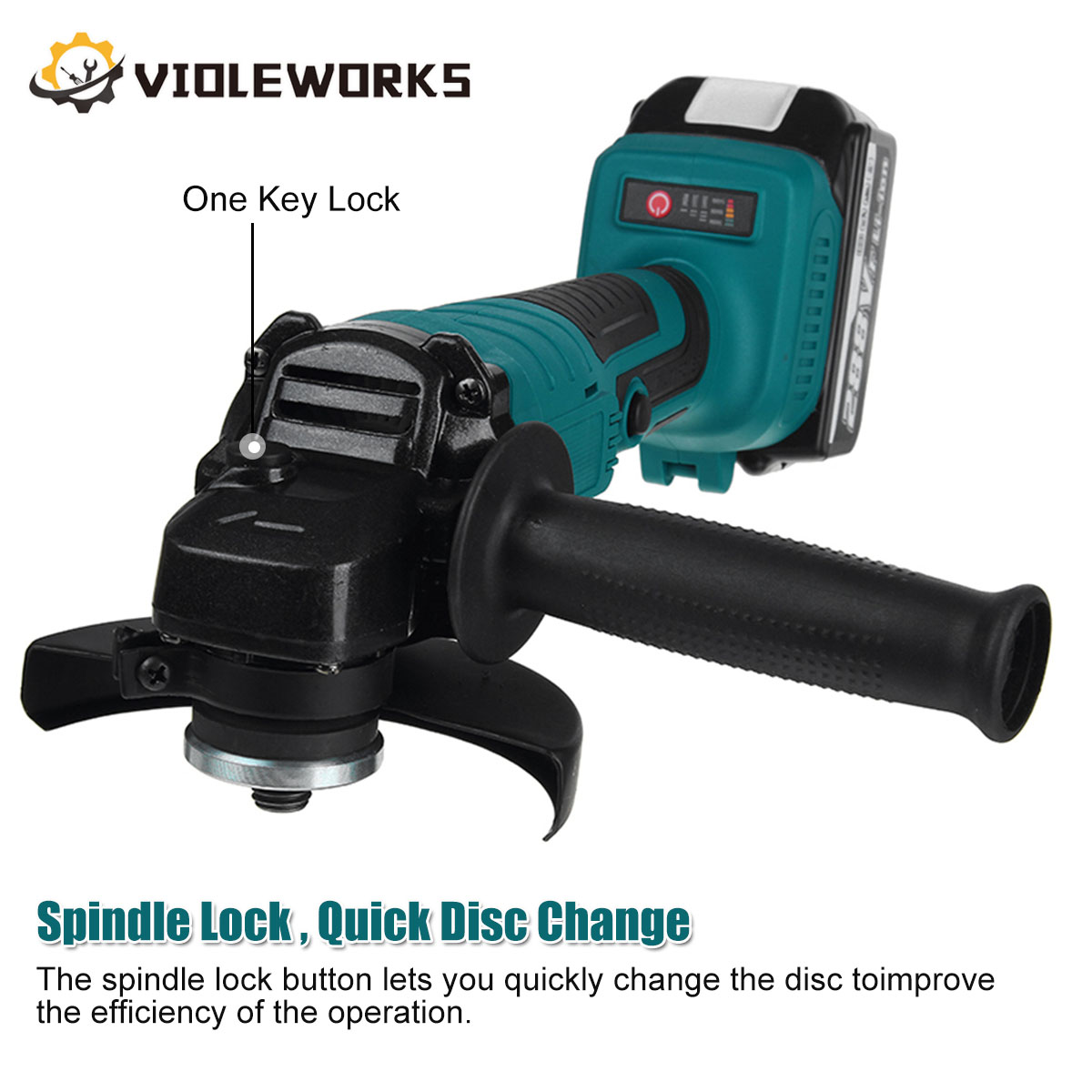 VIOLEWORKS288VFCordlessAngleGrinder3GearsBrushlessElectric100mm125mmPolishingMachineW1pcor2pcsBatter-1797514-6