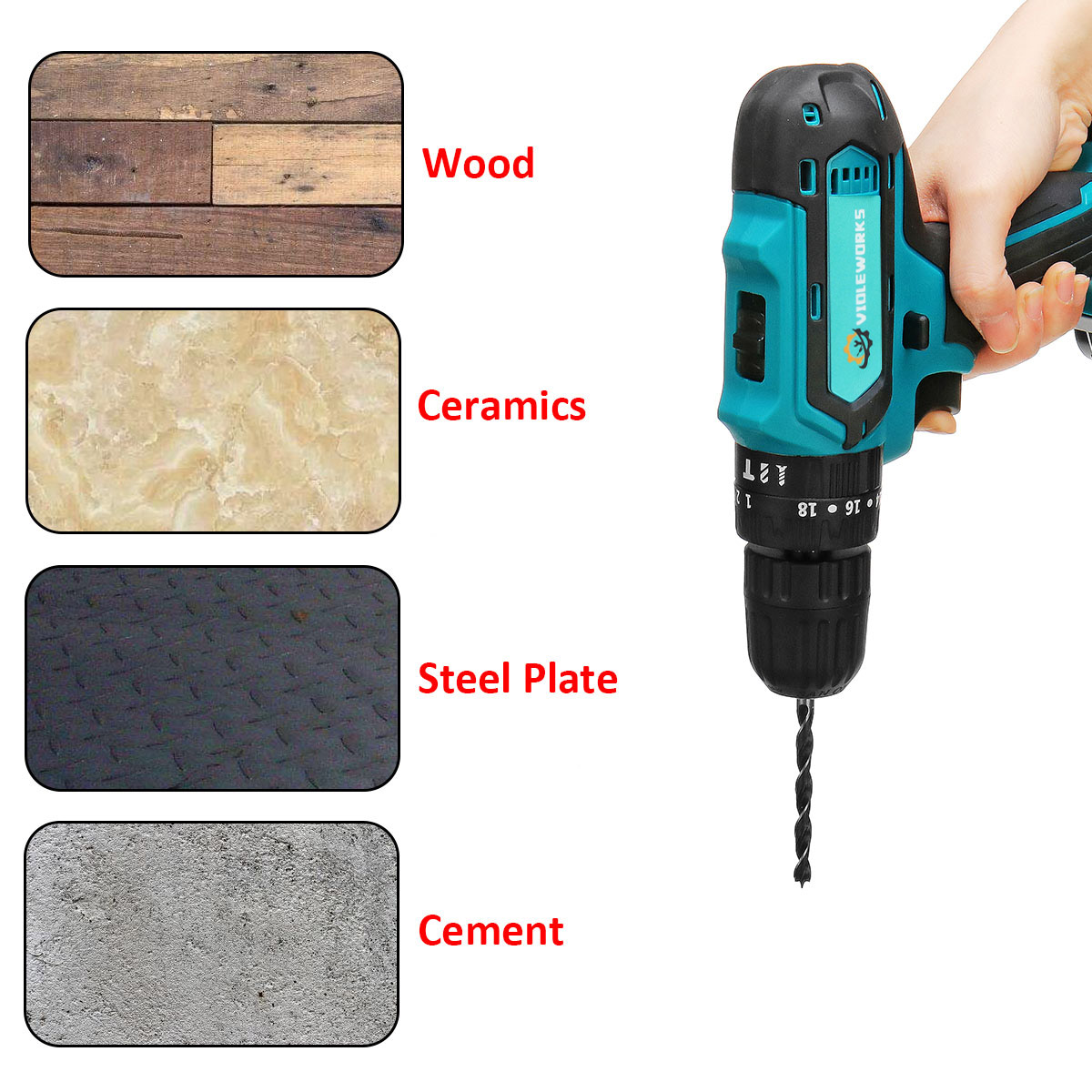 VIOLEWORKS2SpeedPowerDrills6000maAhCordlessDrill3IN1ElectricScrewdriverHammerDrillwith2pcsBatteries-1416071-3