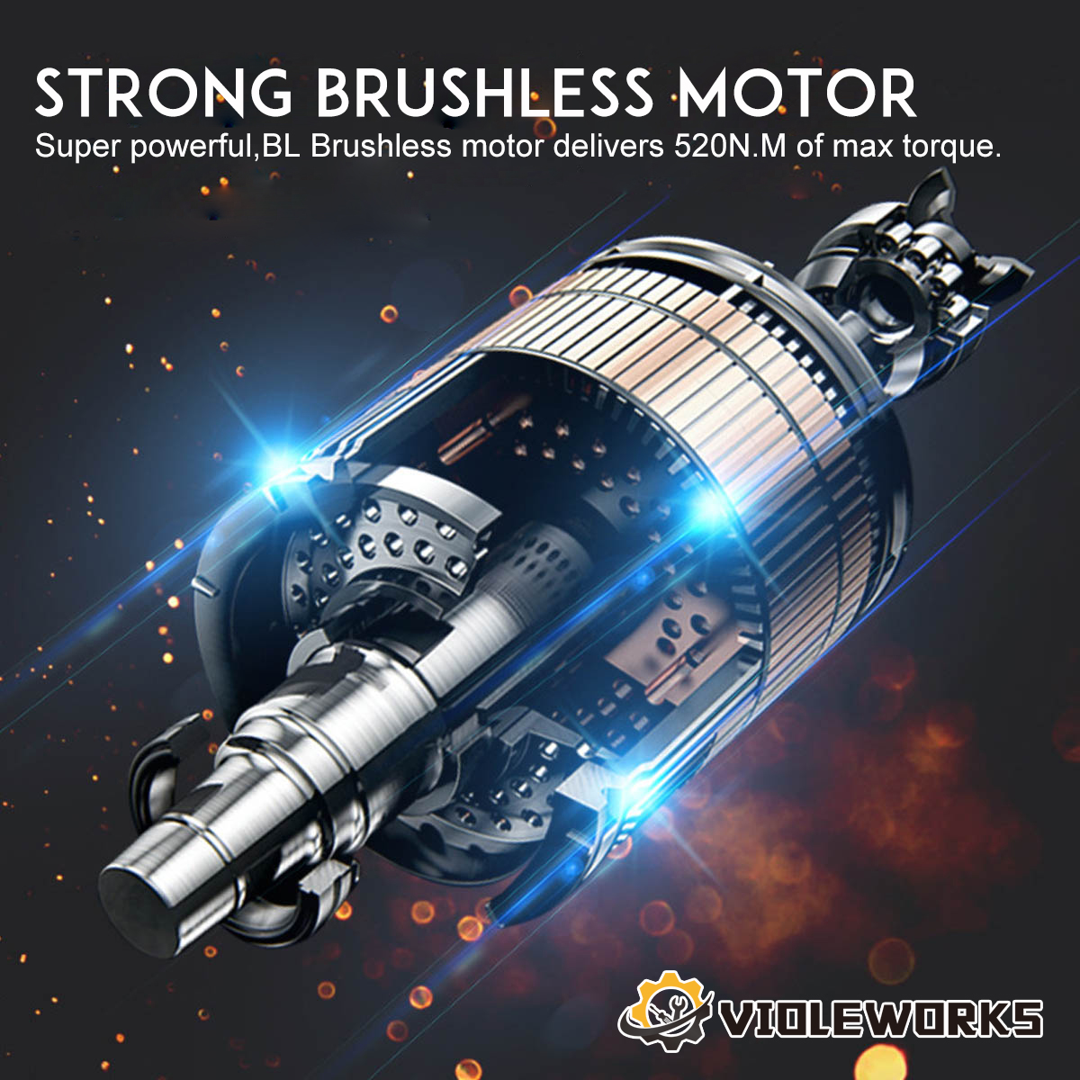 VIOLEWORKS88VF12520NMElectricWrenchCordlessBrushlessImpactWrenchW12pcsBattery-1833248-7