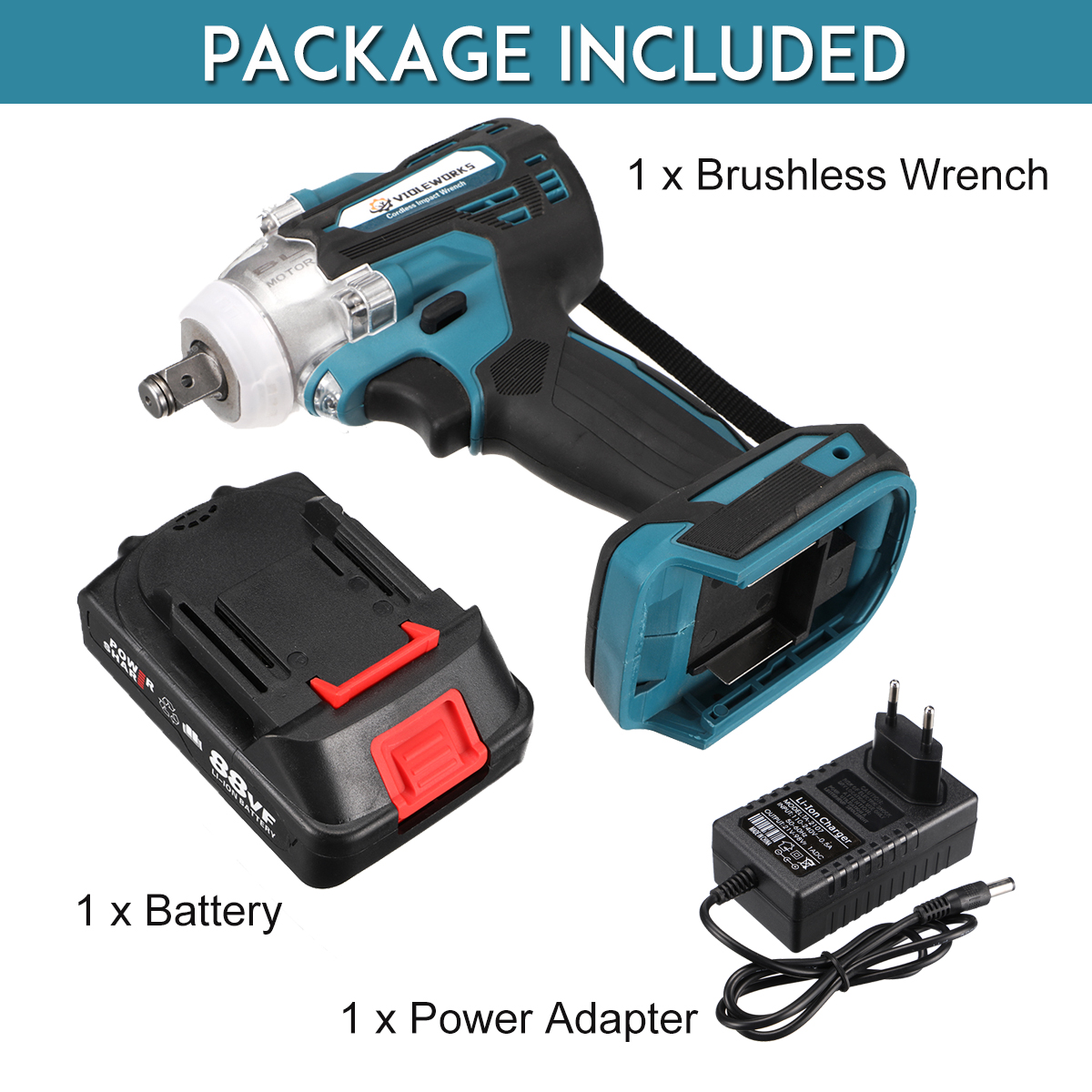 VIOLEWORKS88VF12520NMElectricWrenchCordlessBrushlessImpactWrenchW12pcsBattery-1833248-9