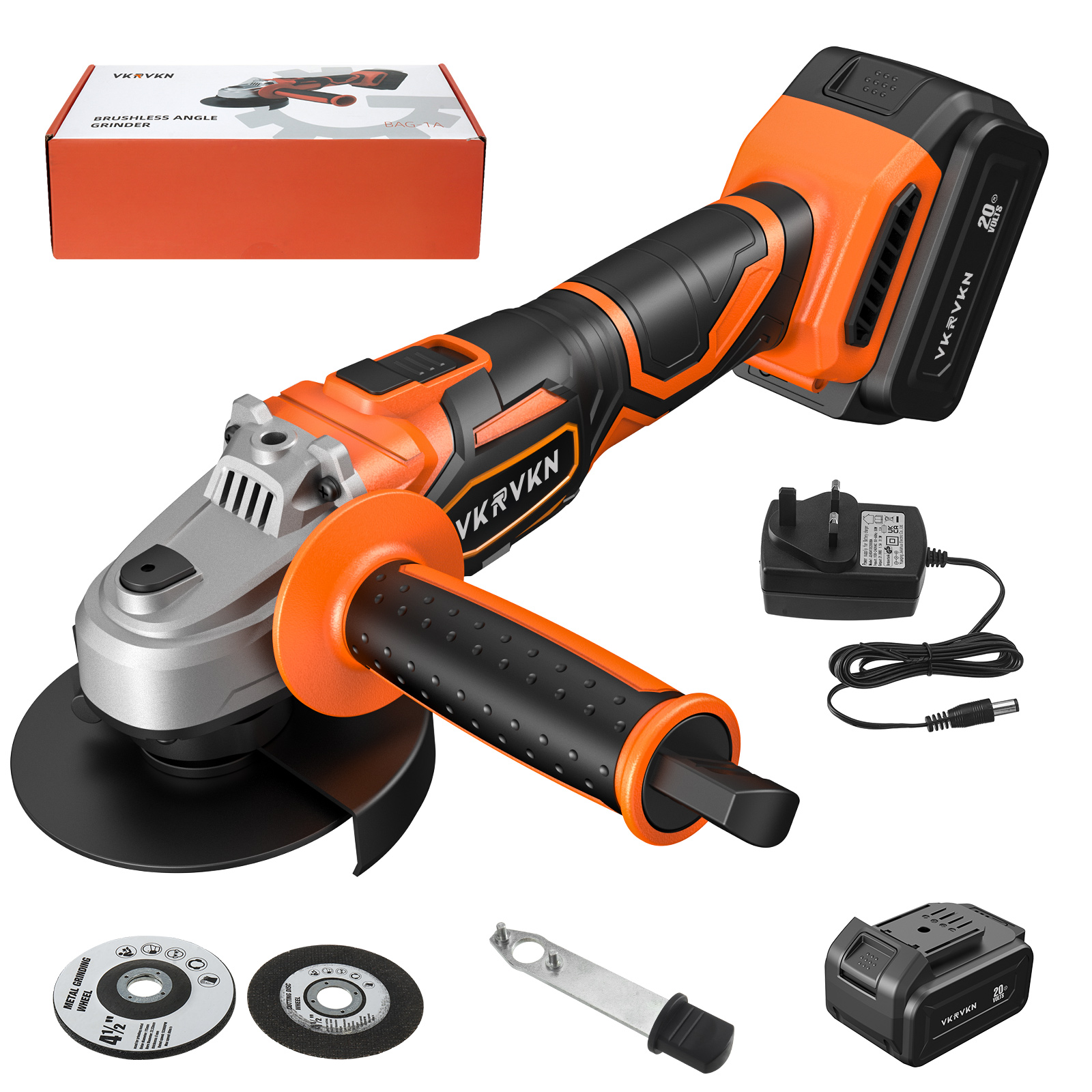VKRVKN220V8000RPMCordlessAngleGrinderLi-IonBatteryPowerAngleGrinders3-PositionErgonomicHandleDust-Pr-2007865-1