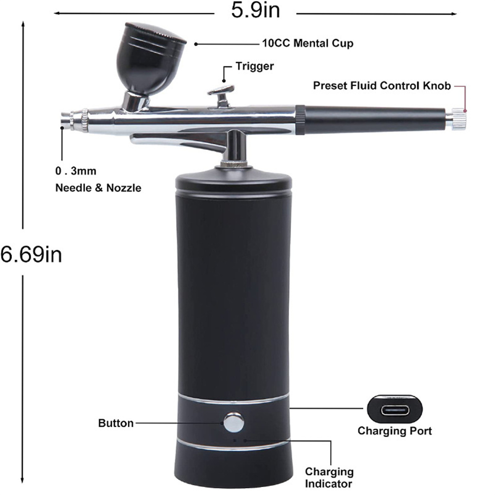 YarbolyHandheldAirbrushKitDualActionPortable04mmNozzleHighPressure20-27psiforTattooArtPaintingMakeup-2010333-7