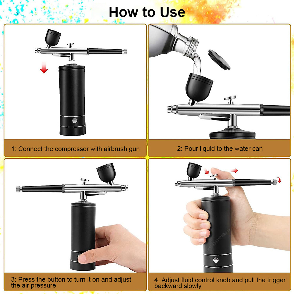YarbolyHandheldAirbrushKitDualActionPortable04mmNozzleHighPressure20-27psiforTattooArtPaintingMakeup-2010333-8