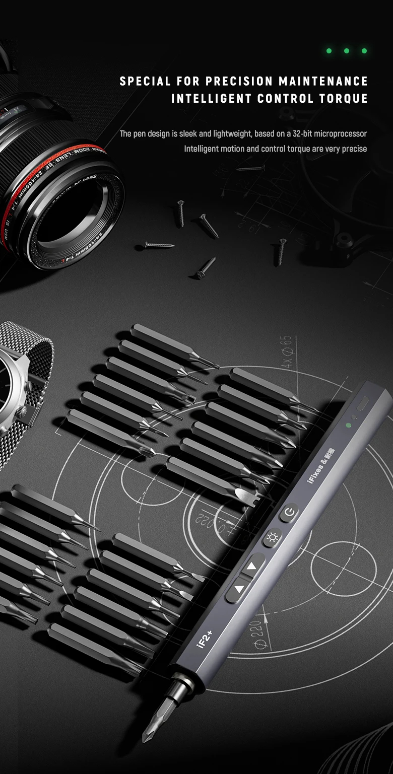 iFixesiF2IntelligenceHigh-SpeedMagneticMotorElectricScrewdriverAdjustableTorqueLEDLights24ScrewsType-2005093-3