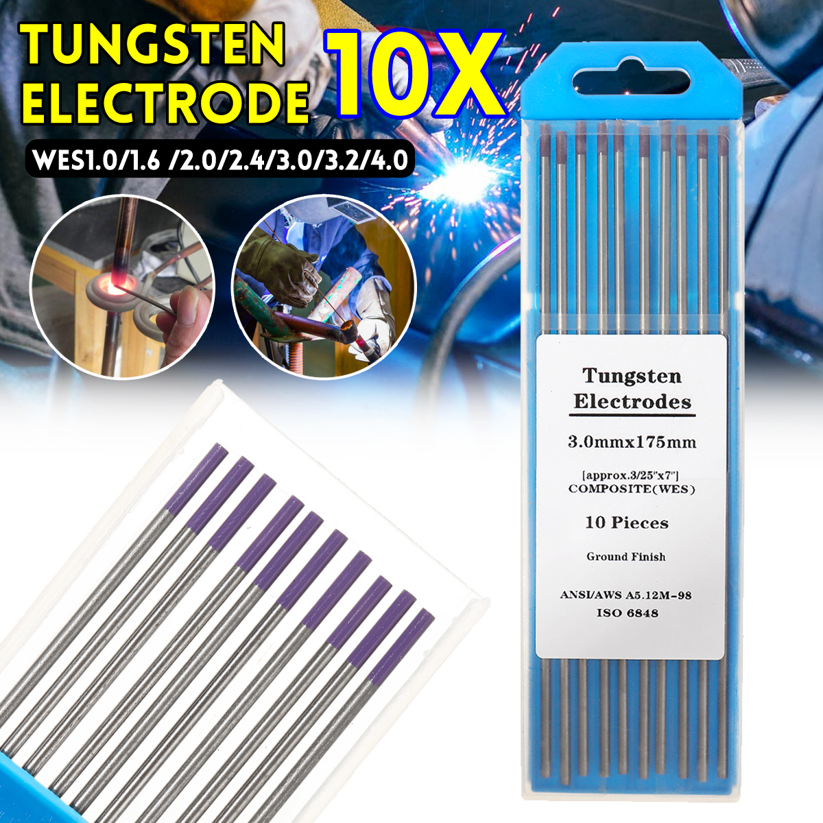 10Pcs10-40mmTIGTungstenLanthanatedWeldingElectrodePurpleWESTipRod-1771439-1