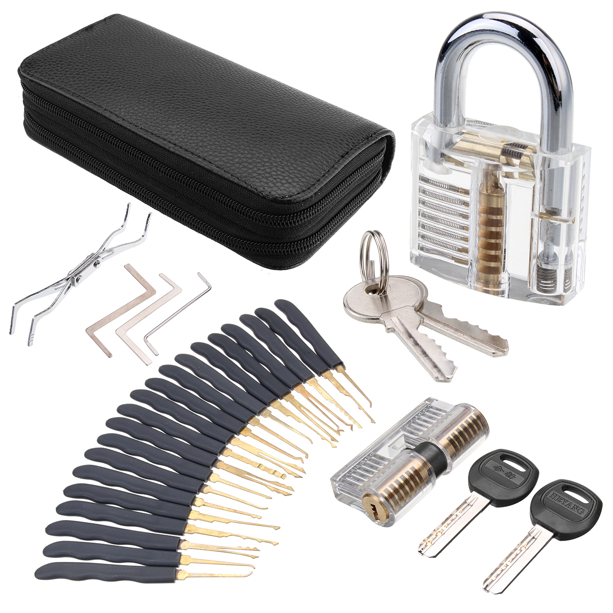 DANIU24PcsLockPicksTrainingToolTransparentPracticePadlockSetLocksmithTool-1250569-1