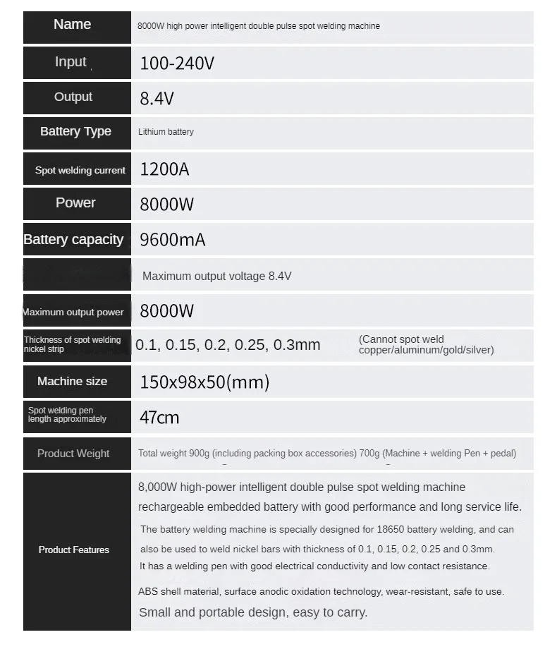 ExcellwayDualPulse8000WSpotWeldingMachineRechargeableLithiumBatterySpotWeldingMachineHighPowerHouseh-2012824-3