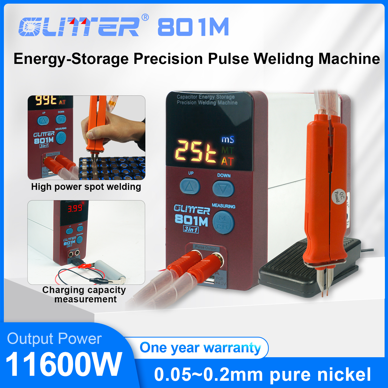 GLITTER801MEnergy-StoragePrecisionPulseSpotWelder11600WDualFunctionToolsAutomaticInductionandFootPed-2006038-1