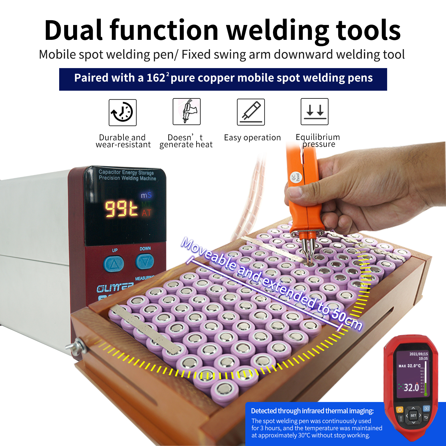 GLITTER801MEnergy-StoragePrecisionPulseSpotWelder11600WDualFunctionToolsAutomaticInductionandFootPed-2006038-2