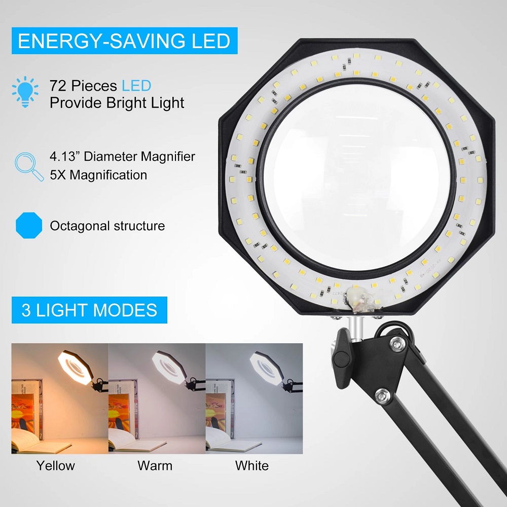 NEWACALOXUSB5XFoldingMagnifierTableClampSolderingThirdHandTool3ColorsLEDIlluminatedLampMagnifyingGla-1884253-7