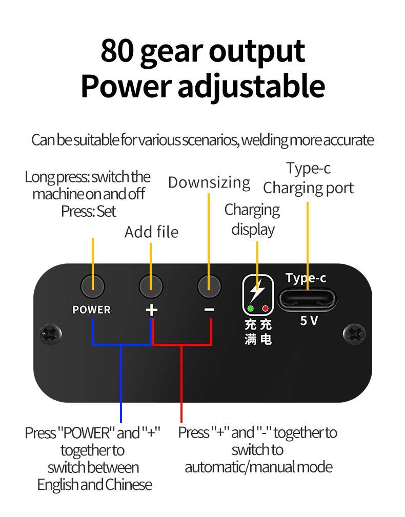 PortableHandheldSpotWelderwithLCDDisplay80GearPowerAdjustable5000mAhLithiumPolymerBatteryCapableofMo-2006531-7