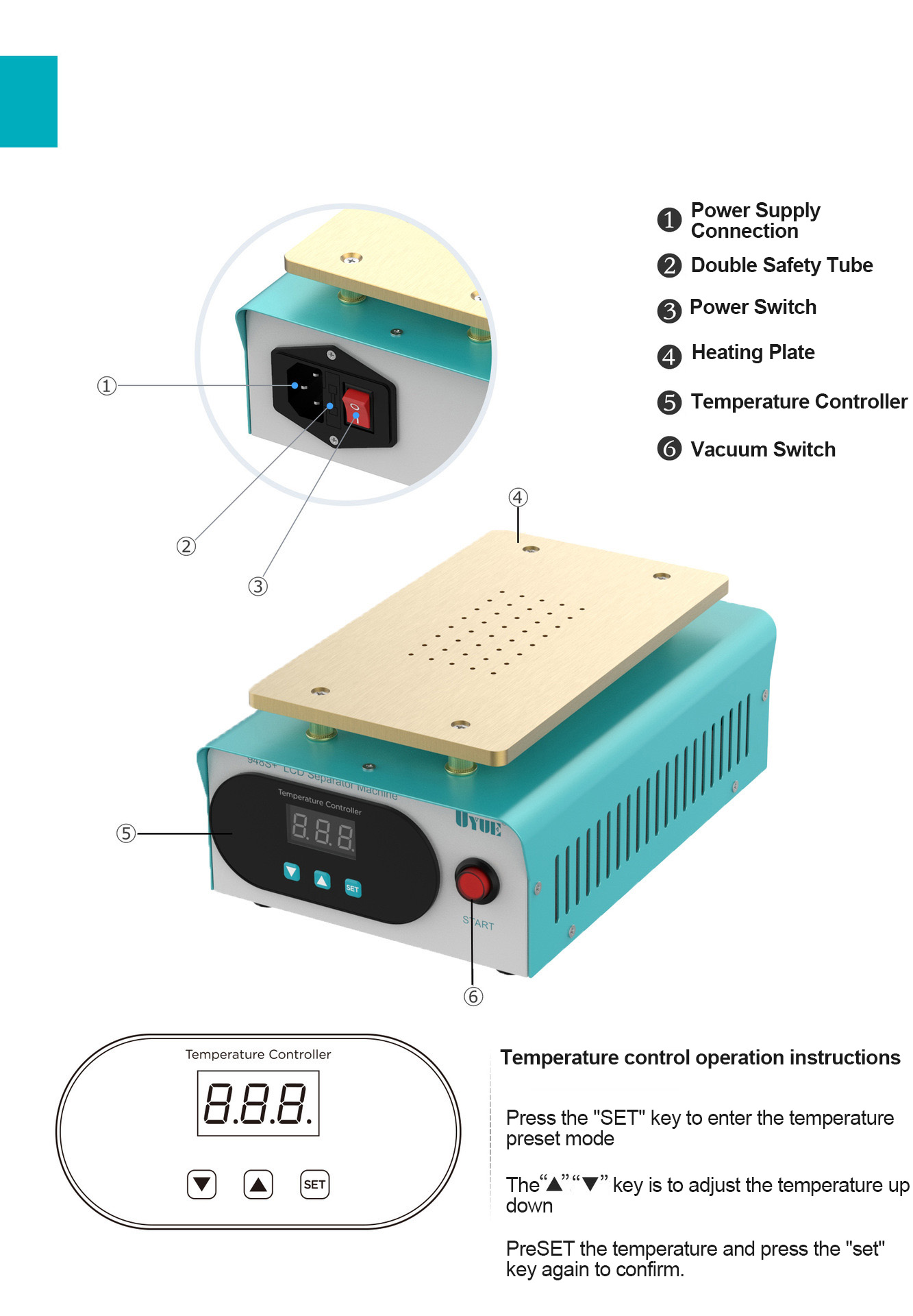 UY-948SScreenSeparatorMachineforCellPhoneandLCDRepair400WPowerAdvancedPTCHeatingFilm-2002560-7